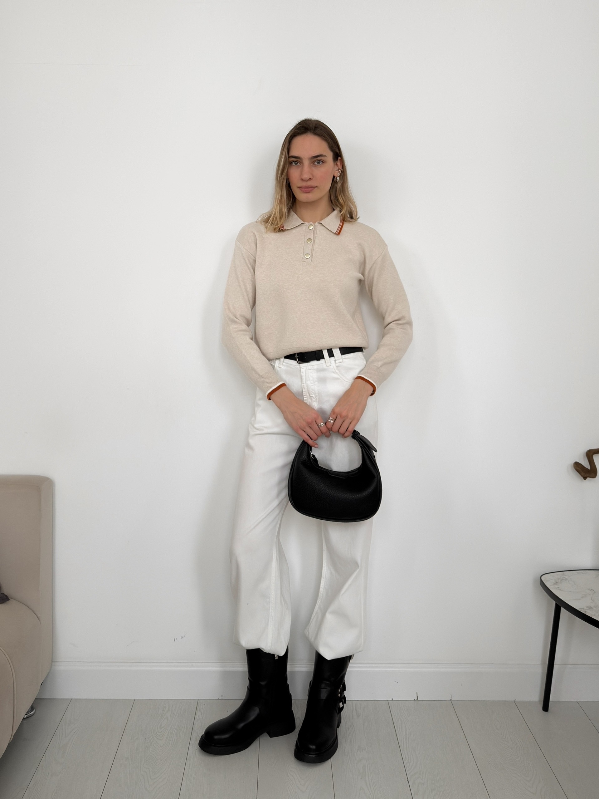 Джемпер Korea S2628 поло золотые пуговки