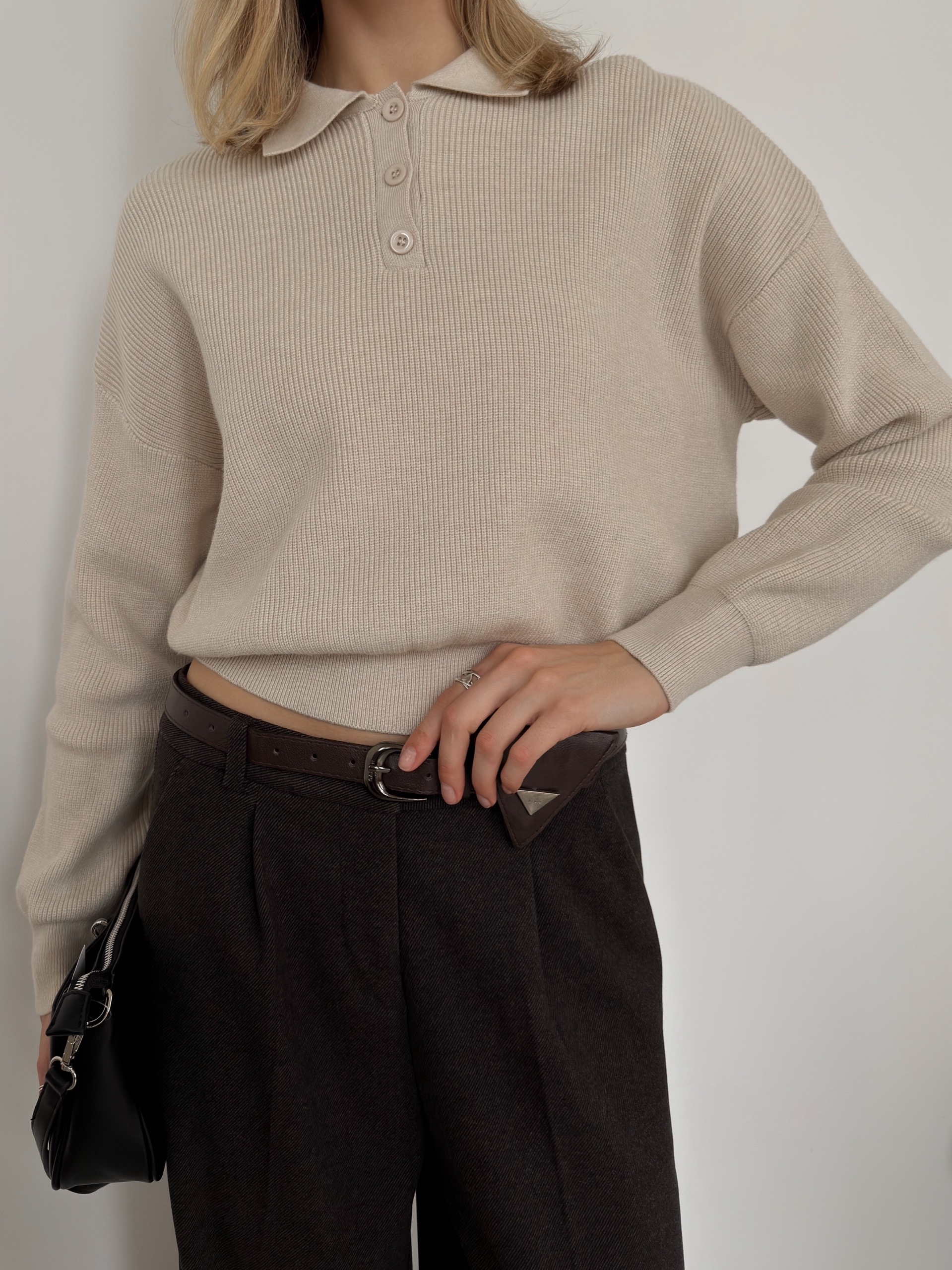 Джемпер Korea f2020 поло в рубчик