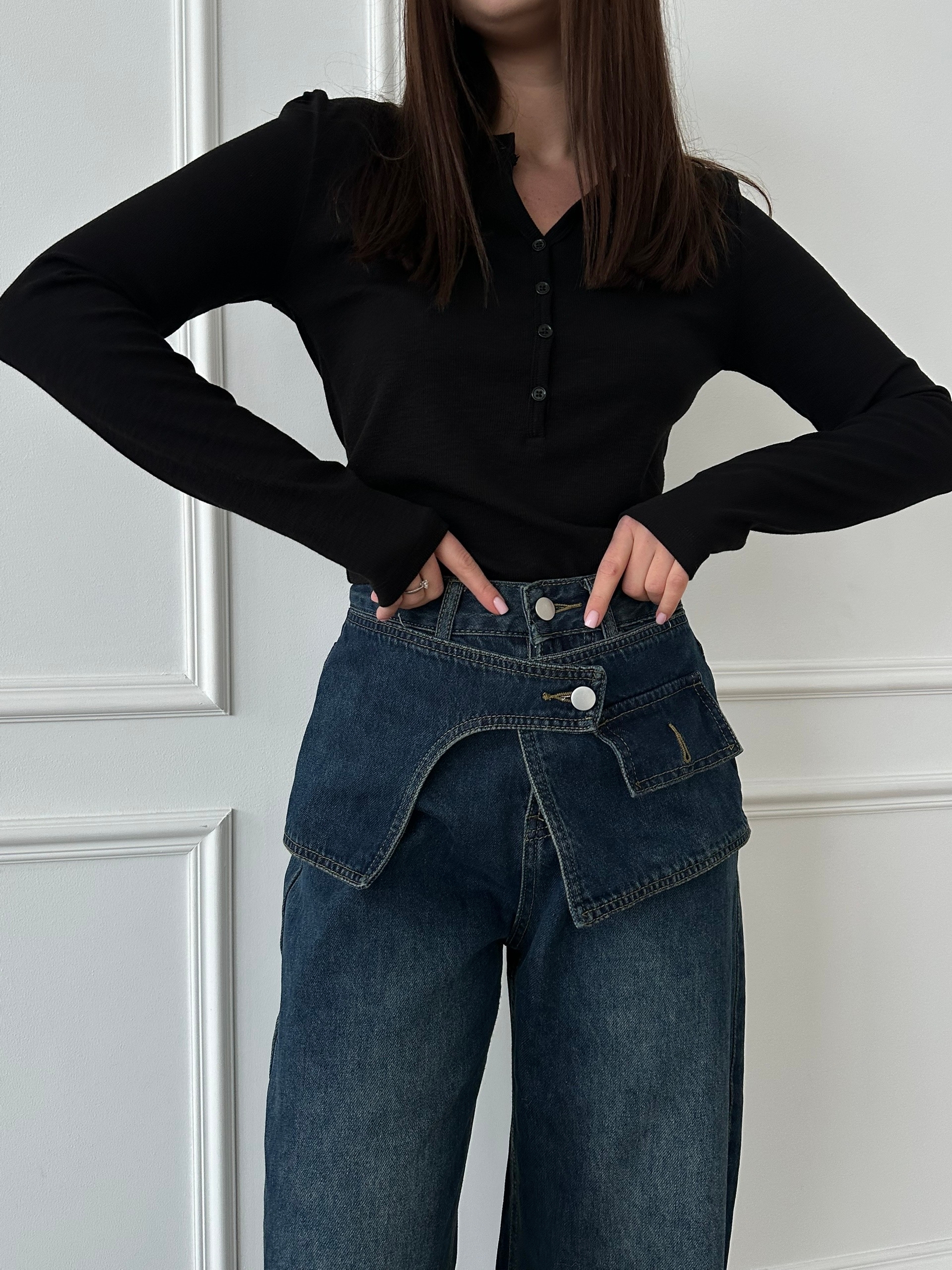 Джинсы YJY 317 декор кармашек