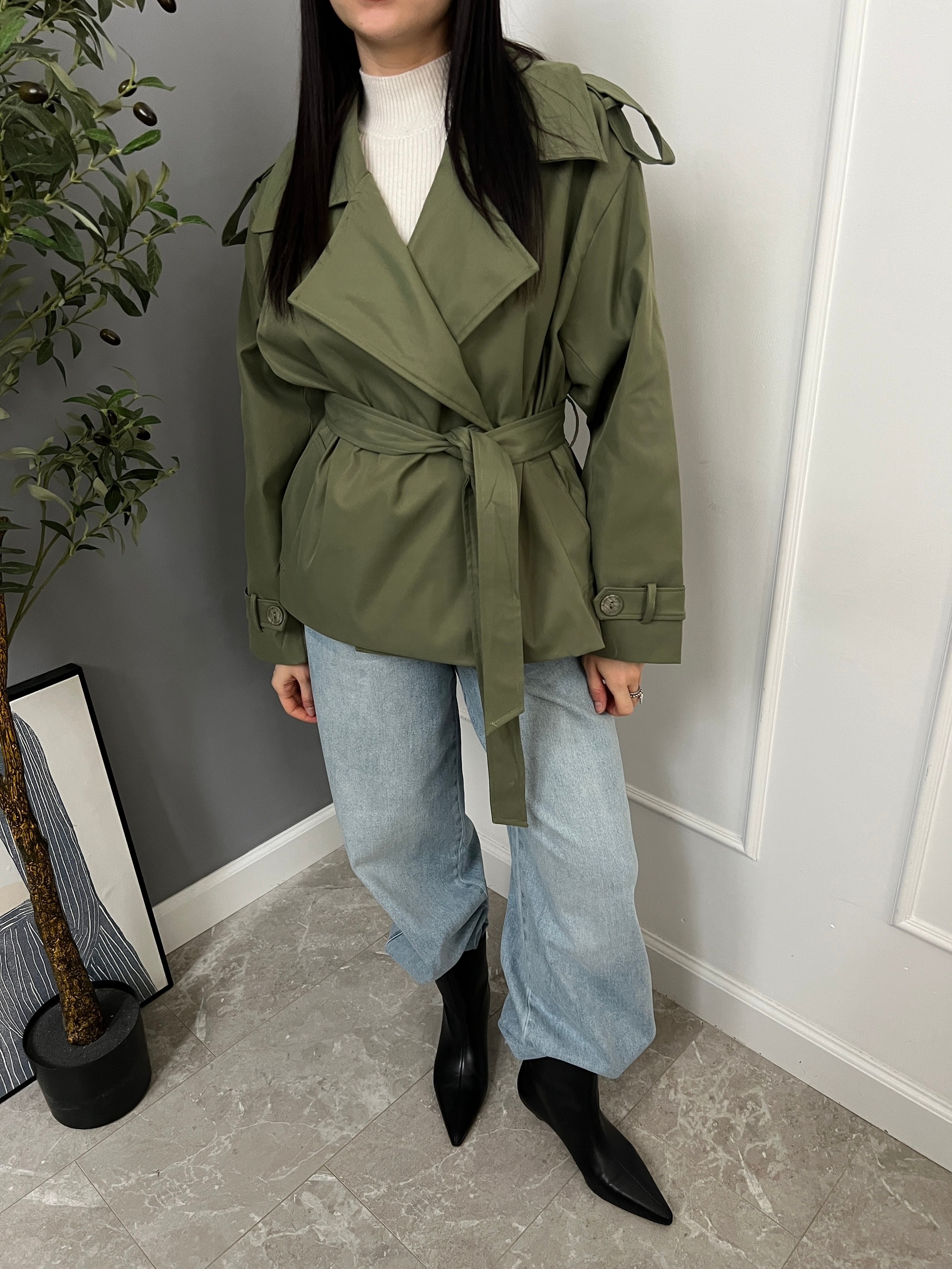 Тренч Cherry укороченный плотная ткань