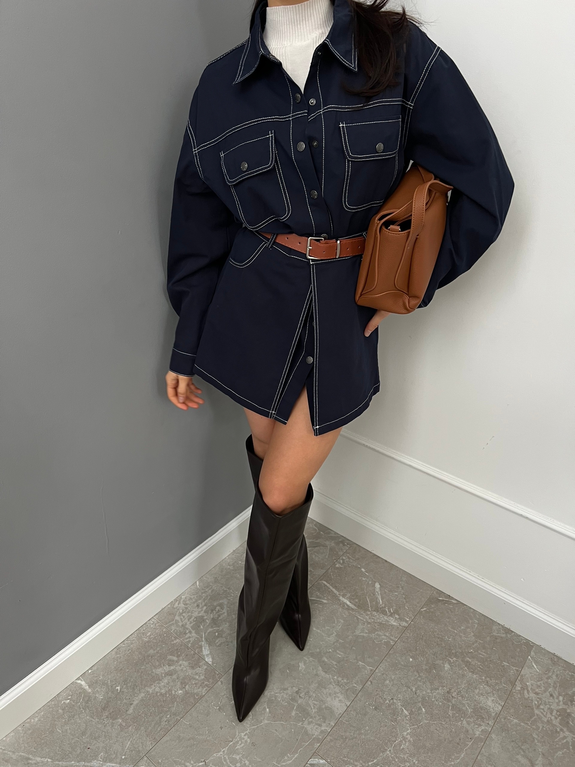 Платье джинс с баской 7918 CY