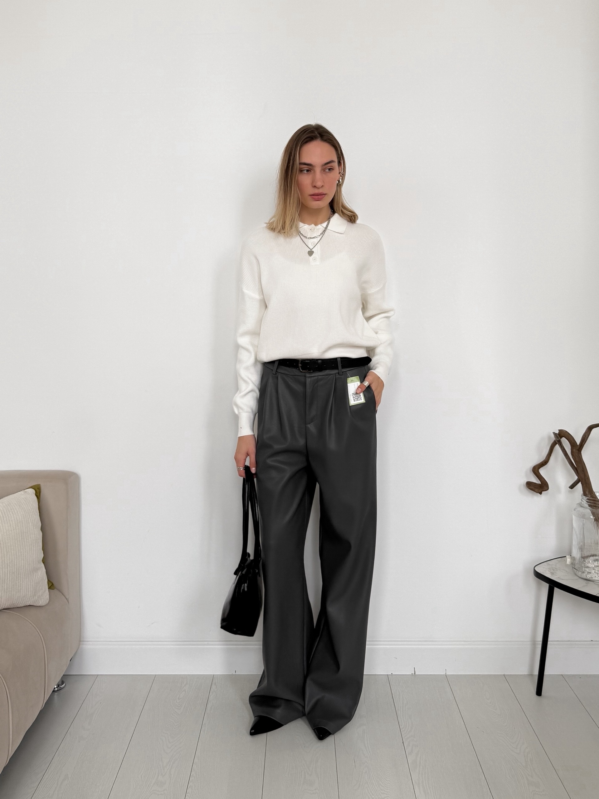 Брюки Blanca 3319 кожа прямые