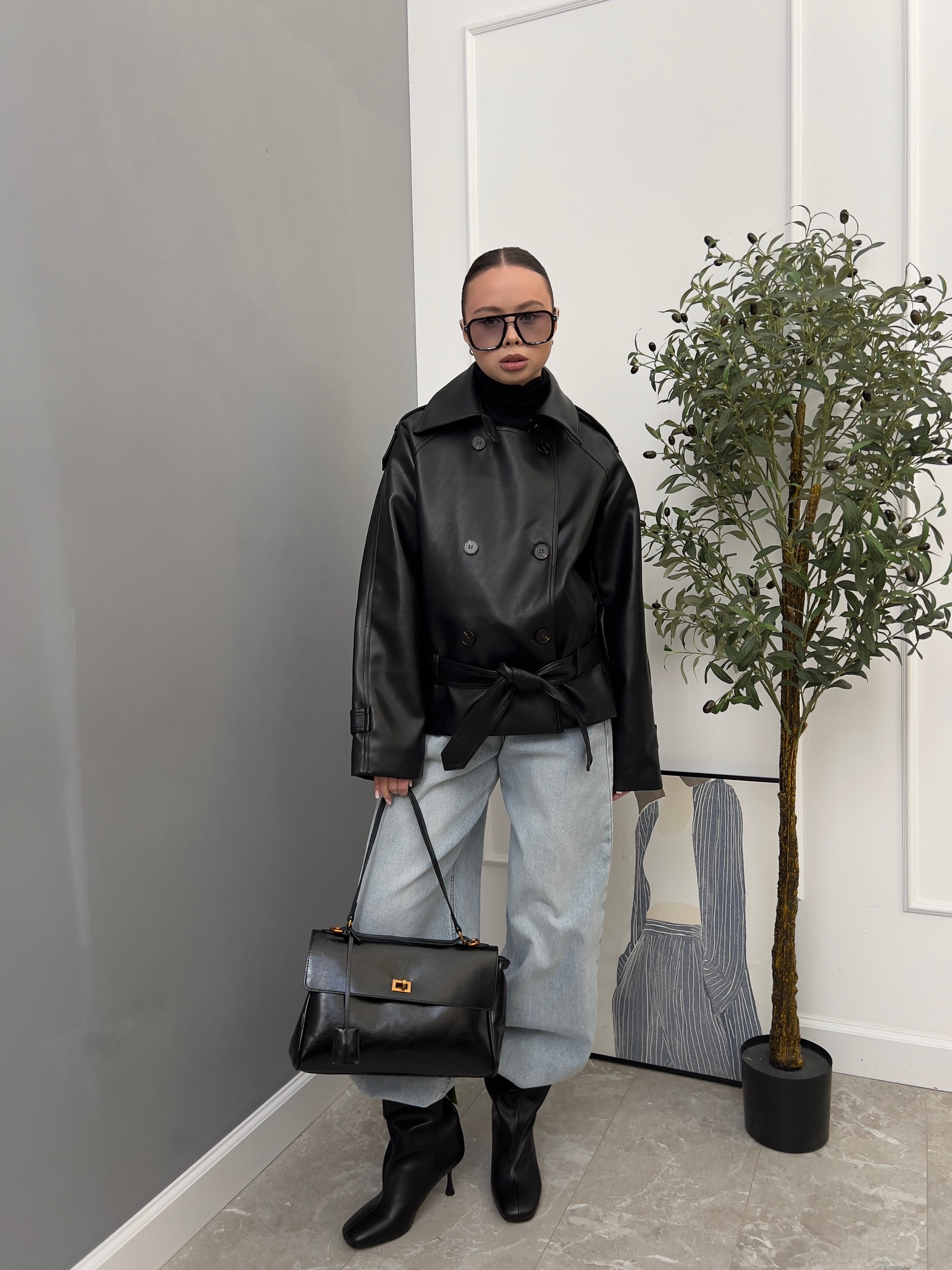 Кожанка W 9371 с поясом