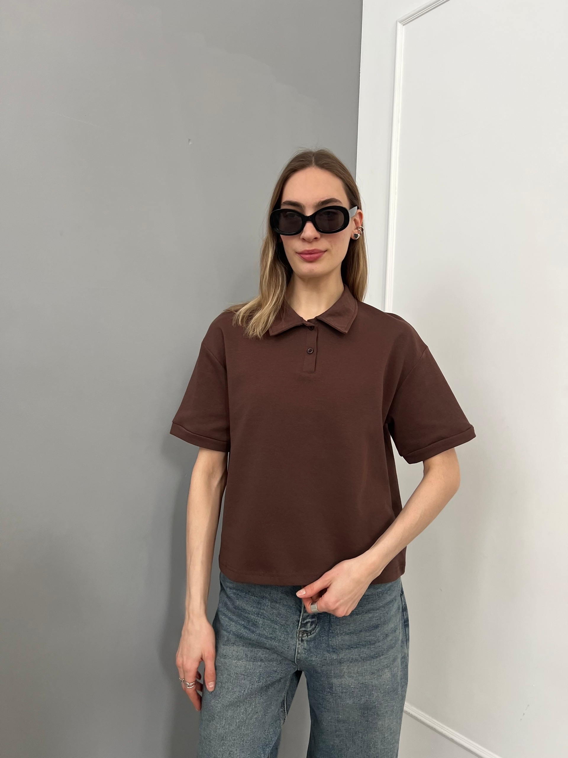 Поло Korea 21506 на пуговках с коротким рукавом