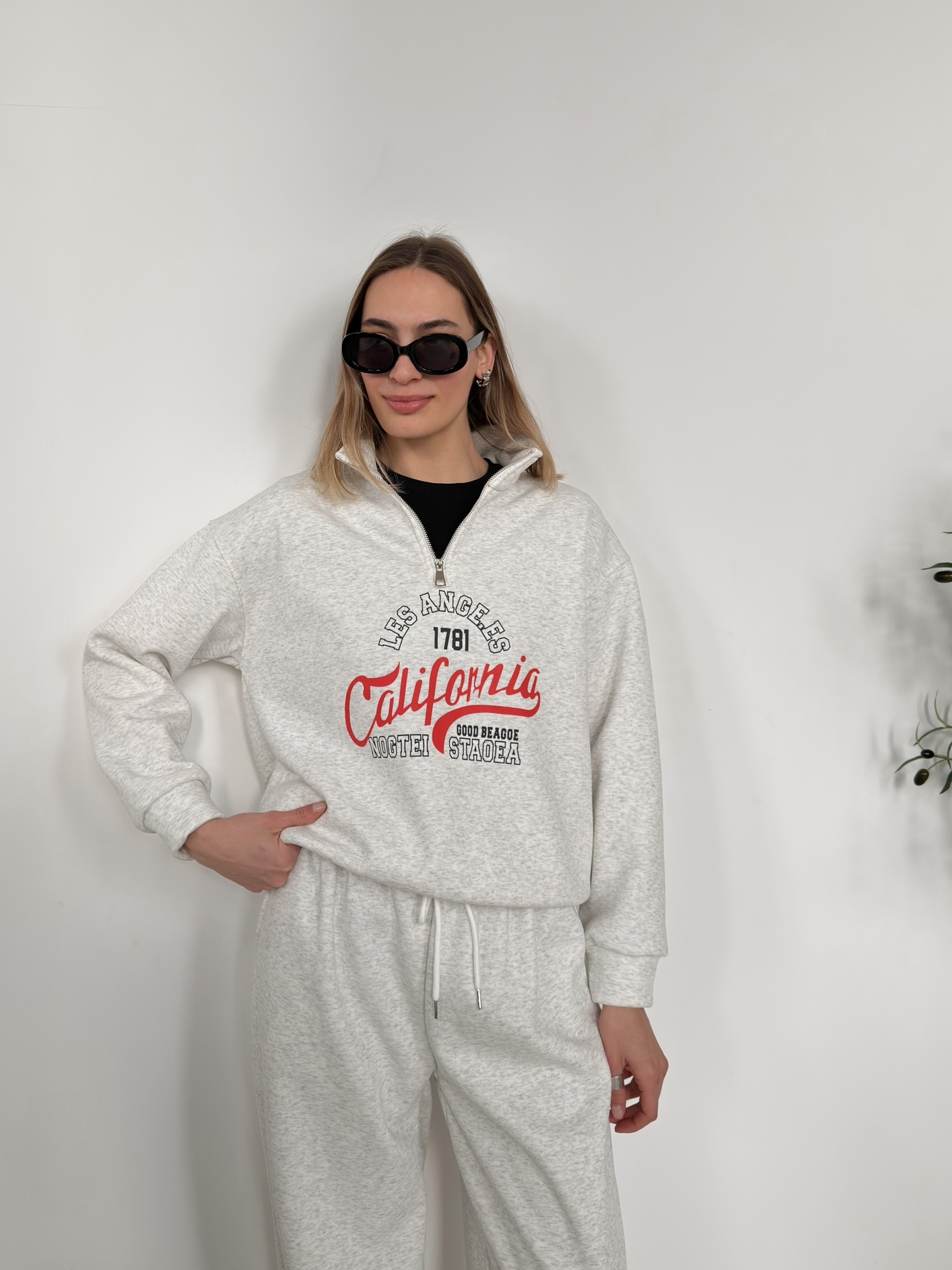 Свитшот NJ 1664 Califonia ворот на молнии флис