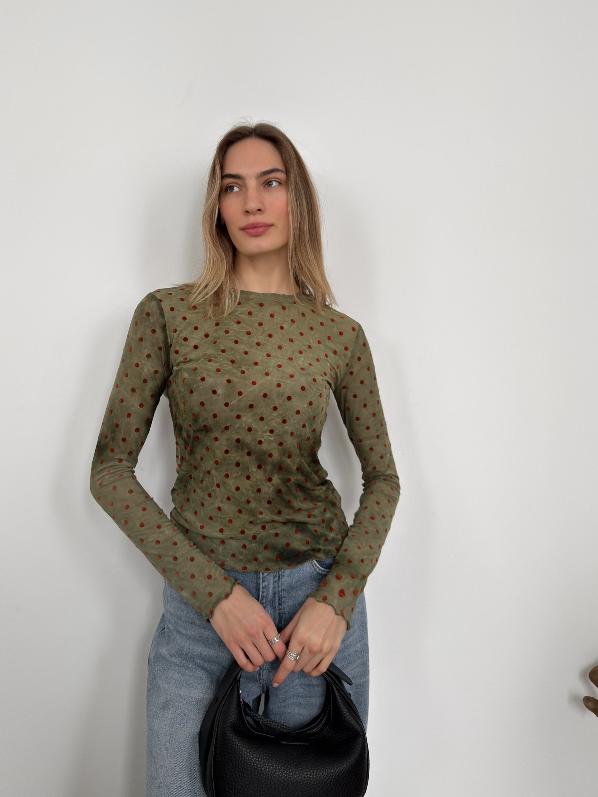 Лонгслив сетка горох WG W6957