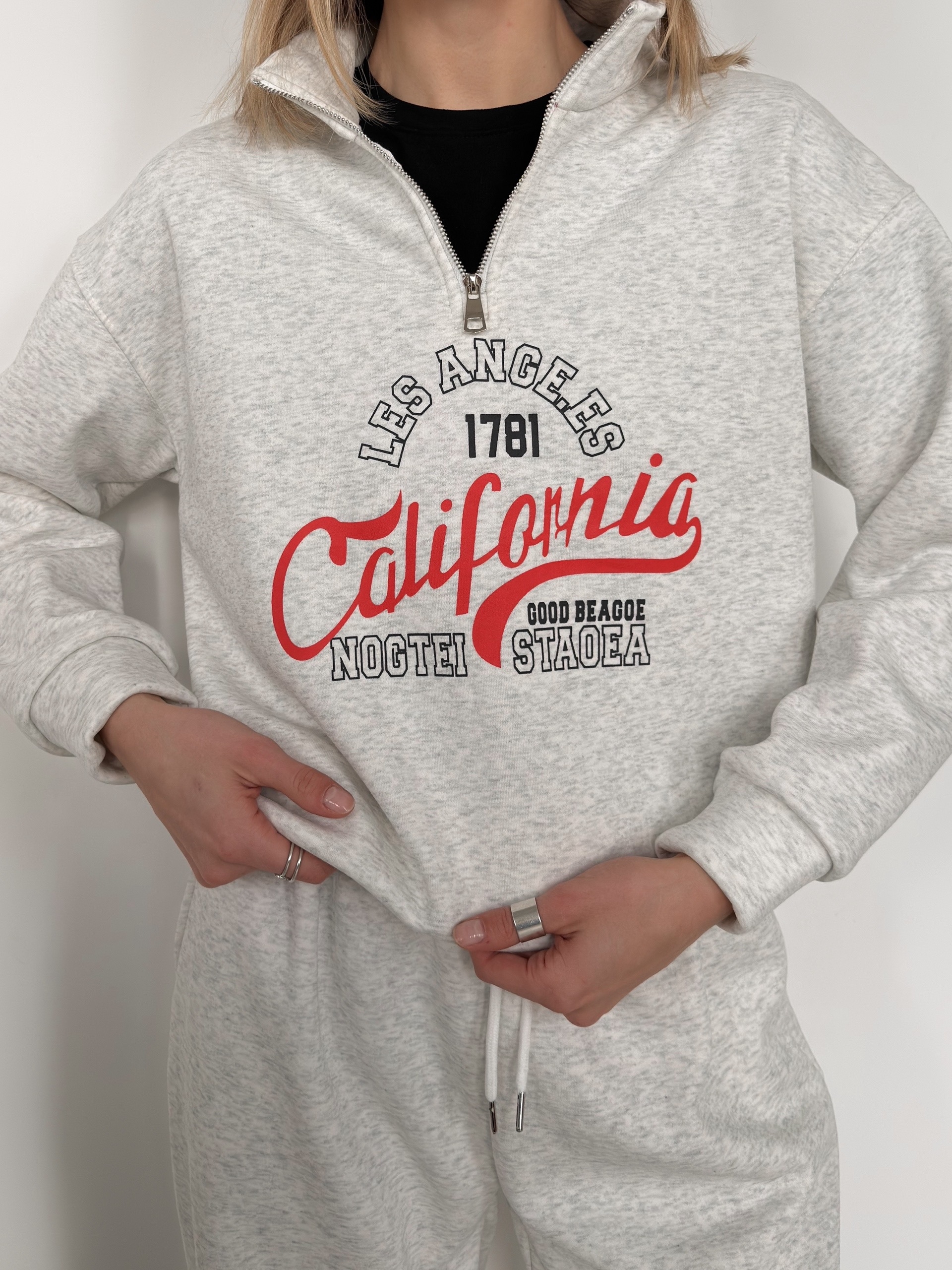 Свитшот NJ 1664 Califonia ворот на молнии флис