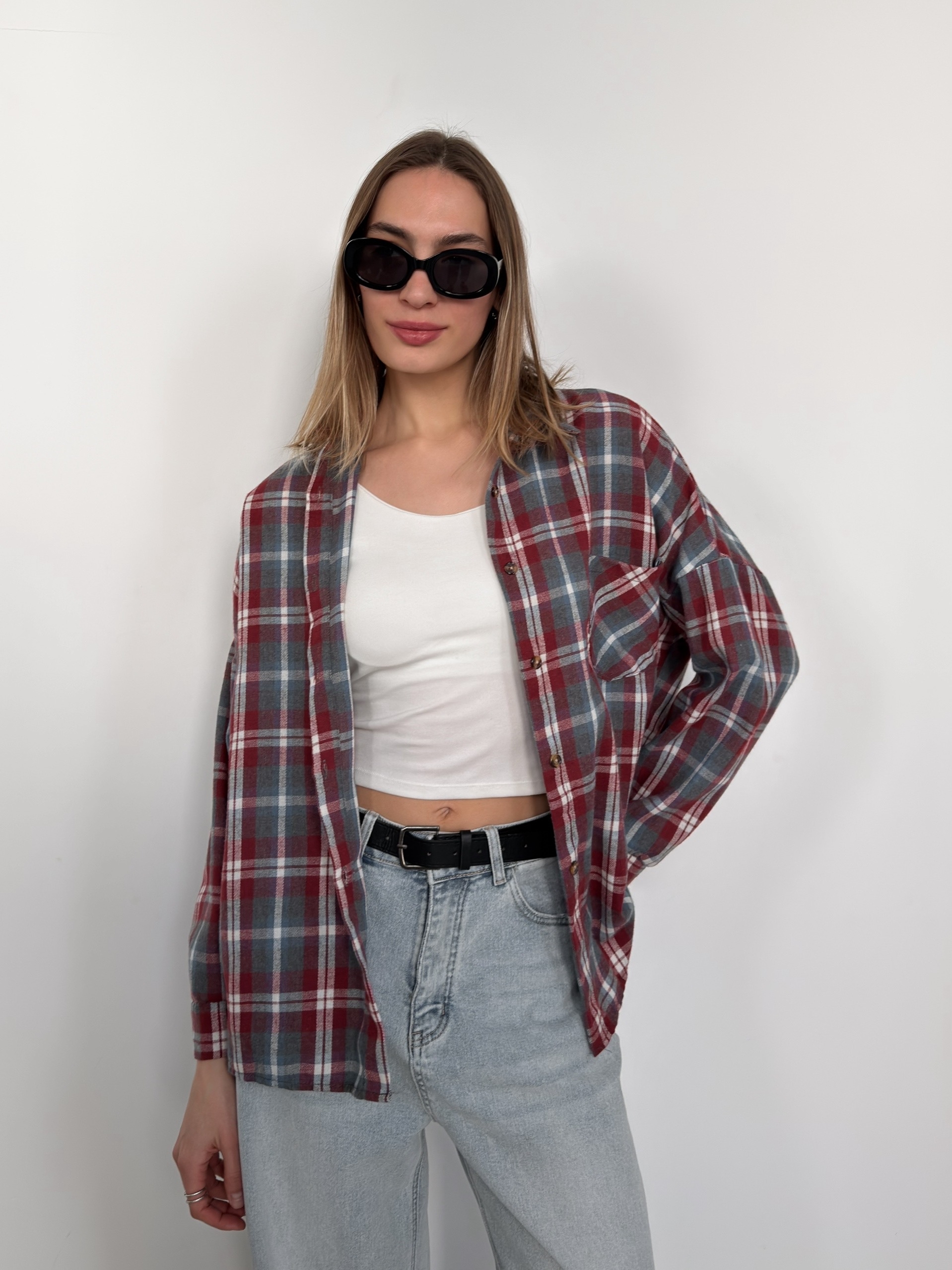 Рубашка клетка 601 на пуговках