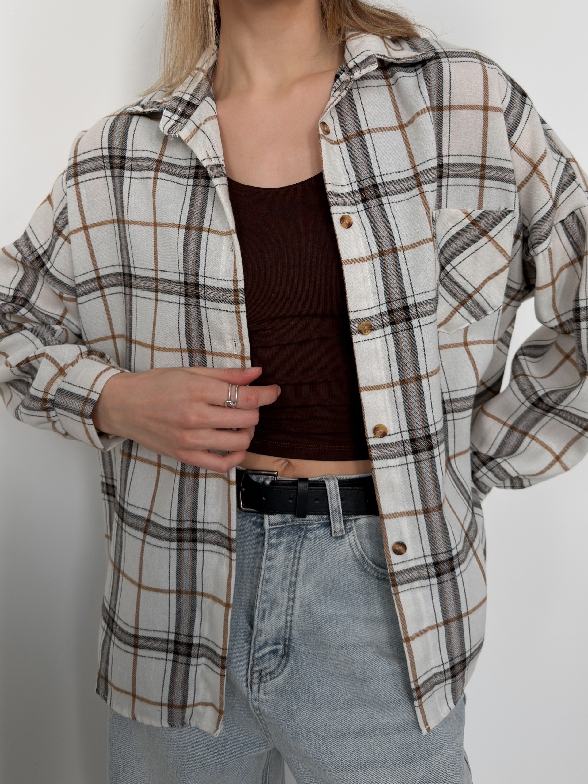 Рубашка клетка 601 на пуговках