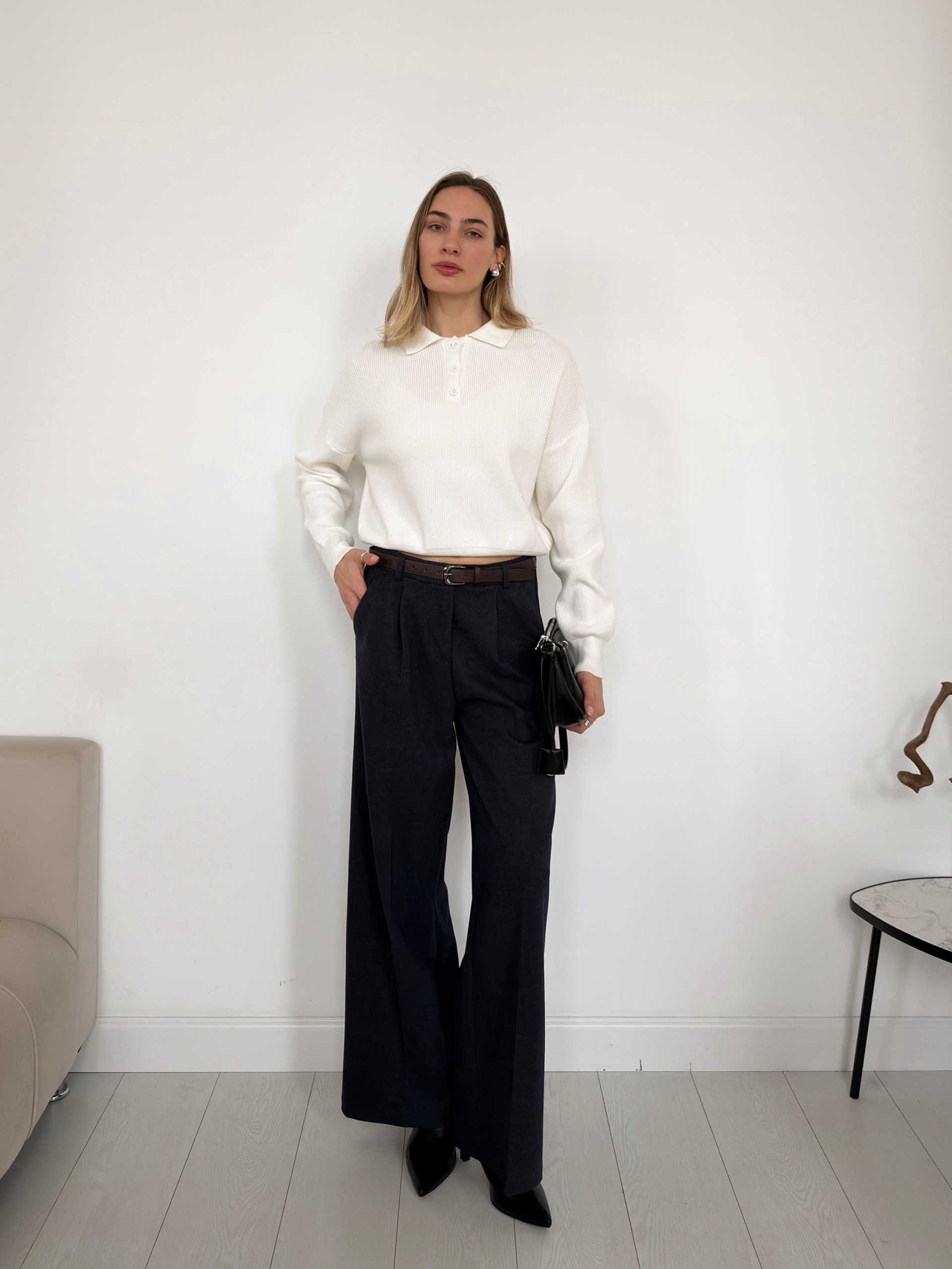 Джемпер Korea f2020 поло в рубчик