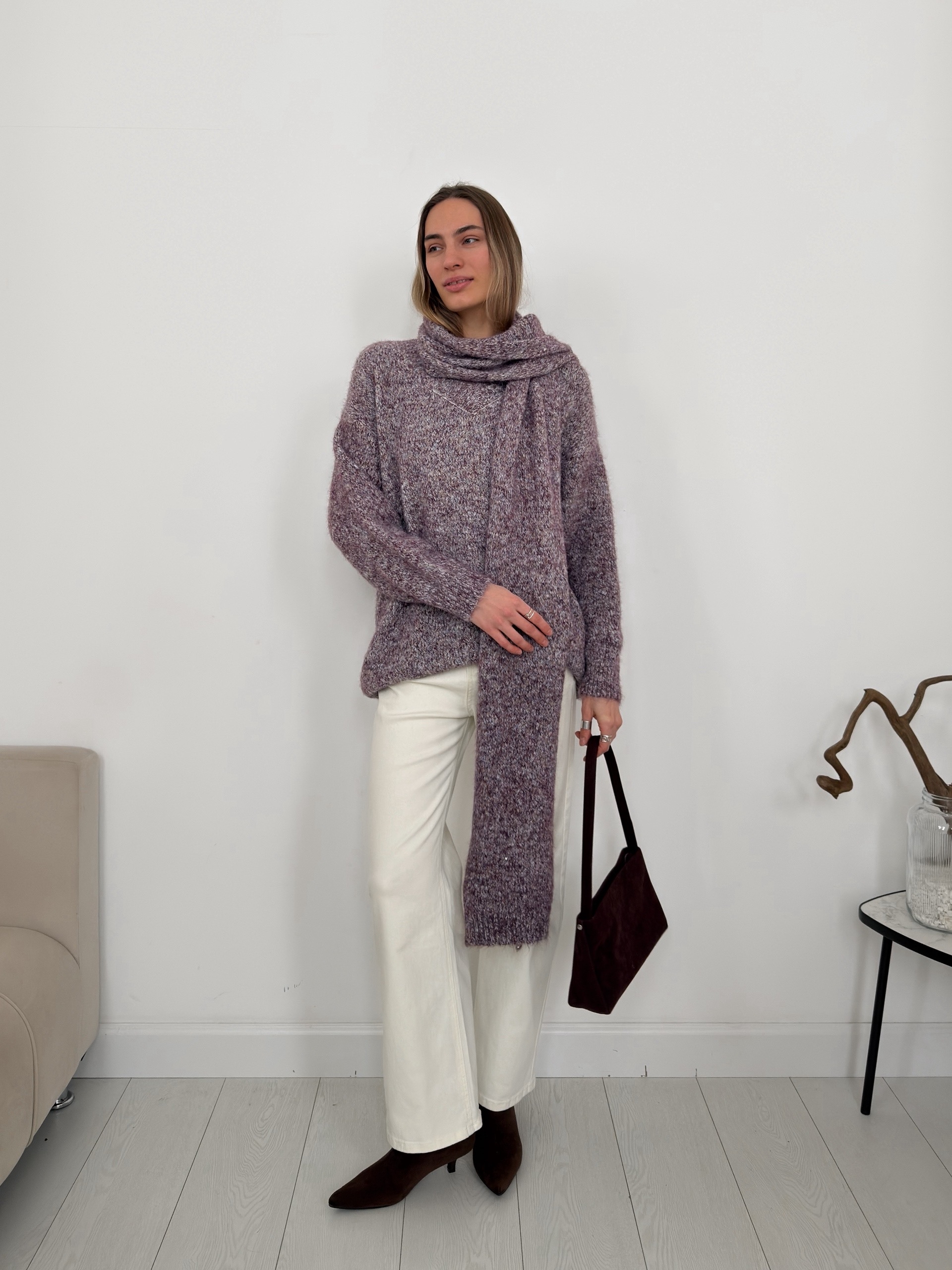 Свитер 1065-55 крапинка+шарф