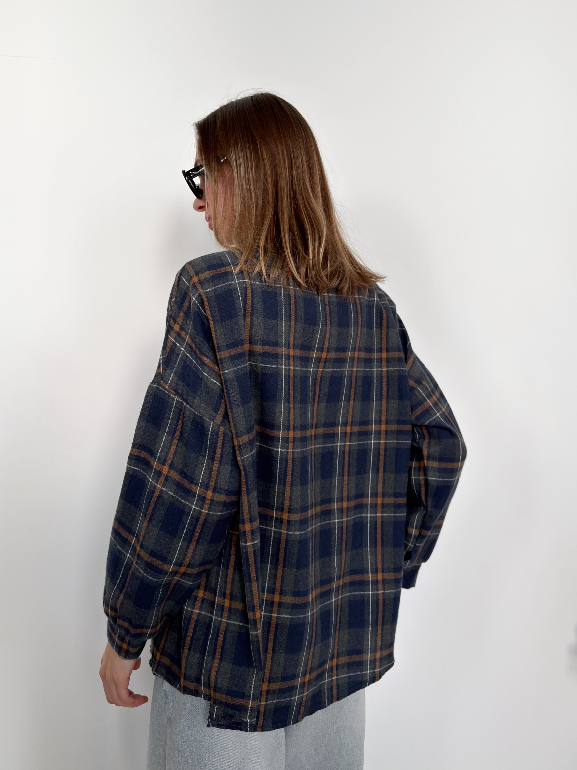 Рубашка клетка 601 на пуговках