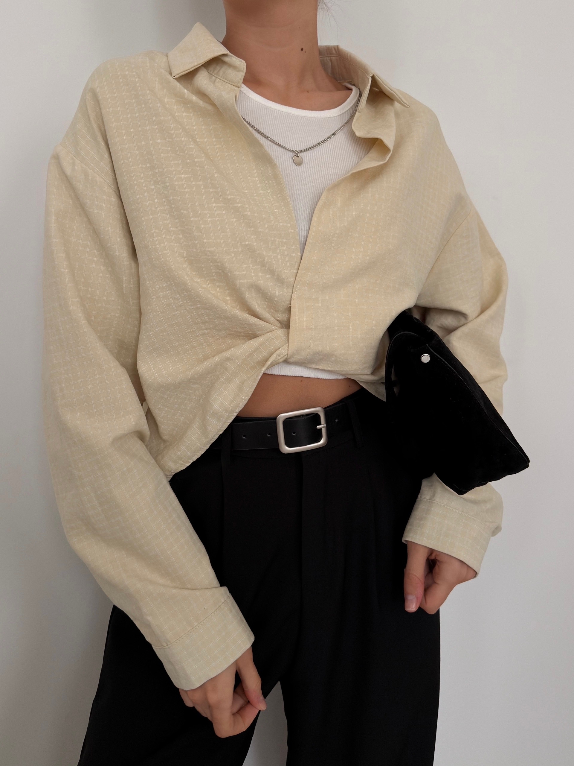 Рубашка Fashion 8985 в клетку+майка+цепочка