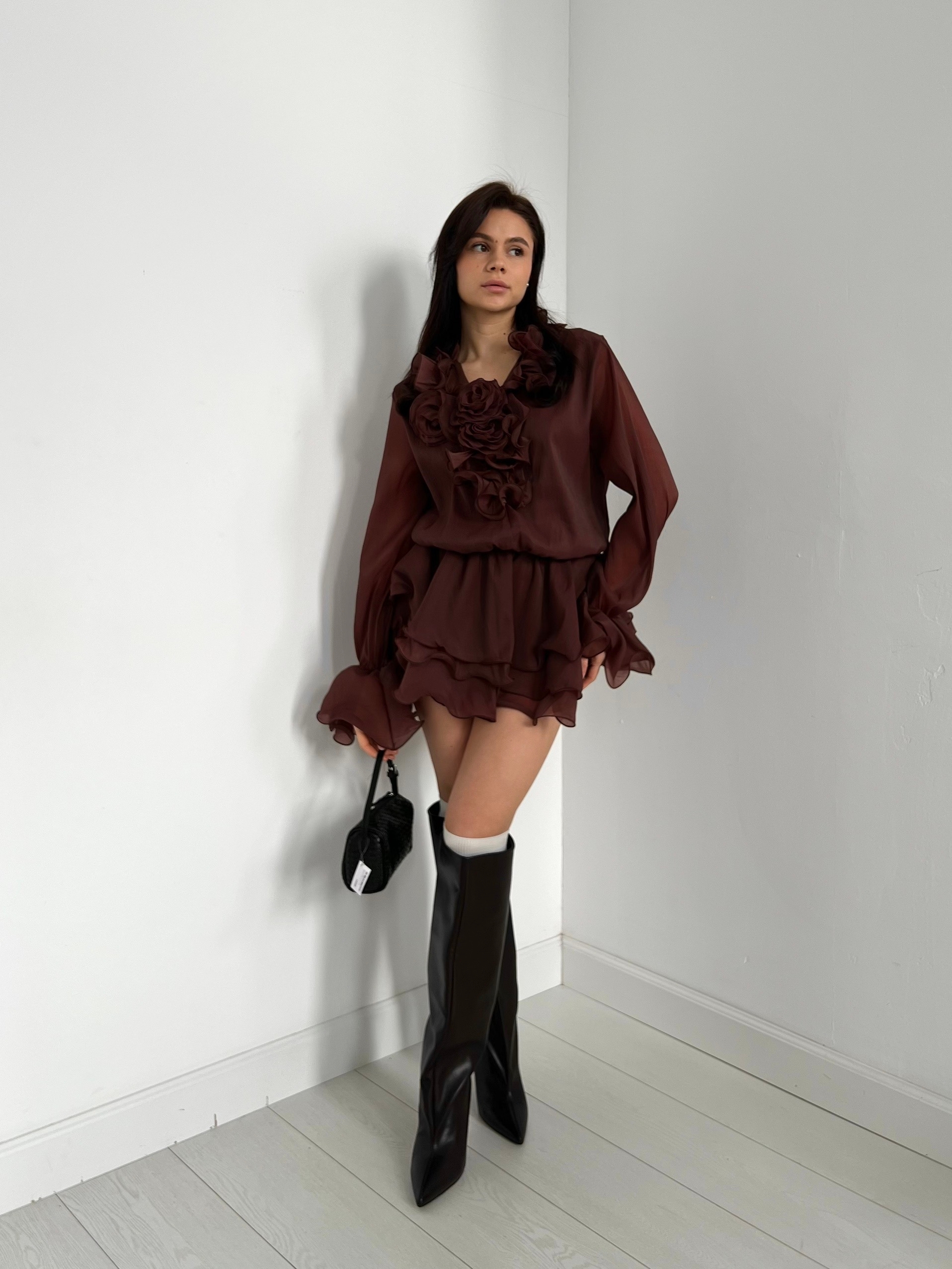 Платье Annshop рюши+розы