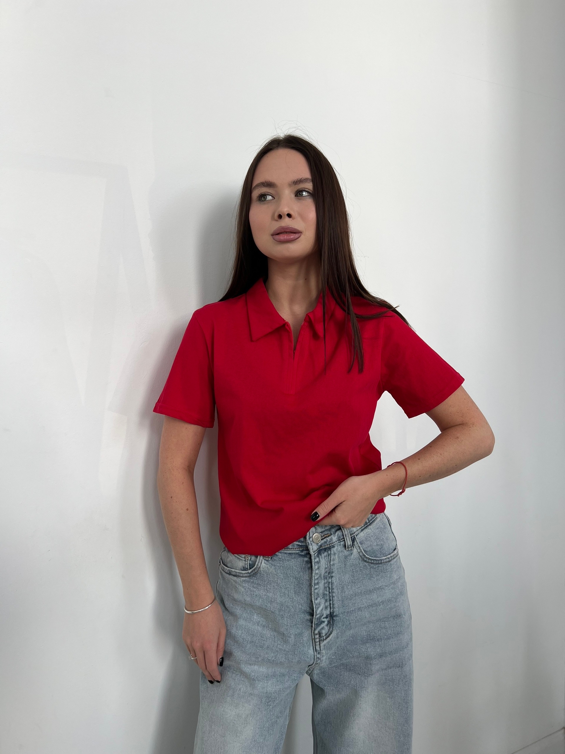 Поло Korea 950 на молнии с коротким рукавом