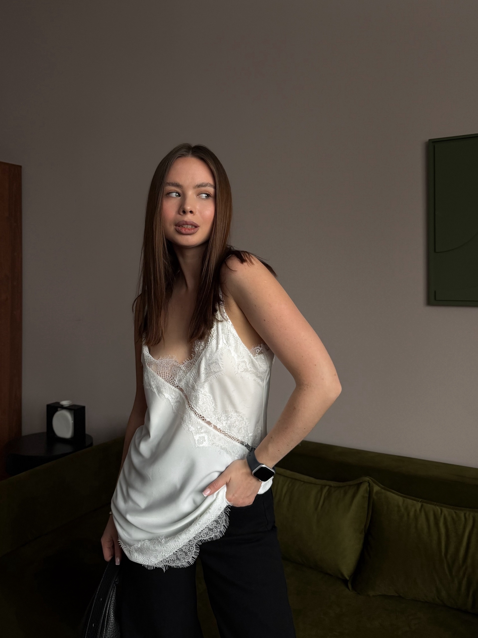 Топ Astudio шелк с кружевом