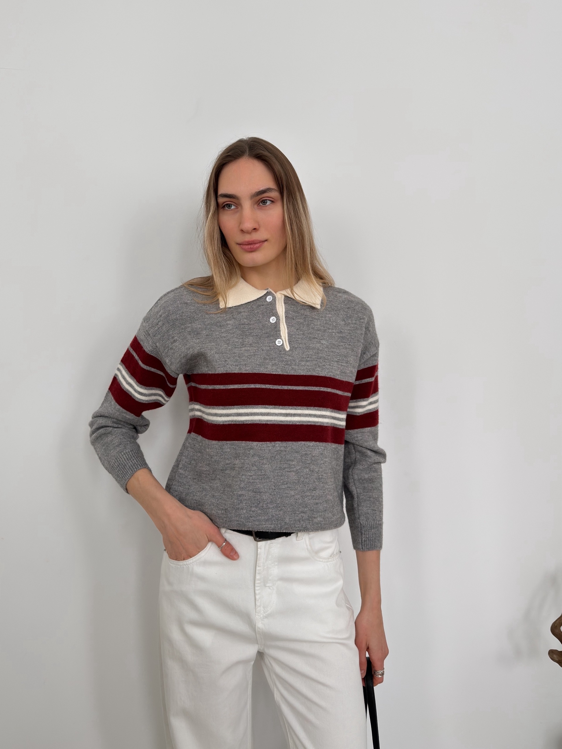 Джемпер поло  8143 в полоску