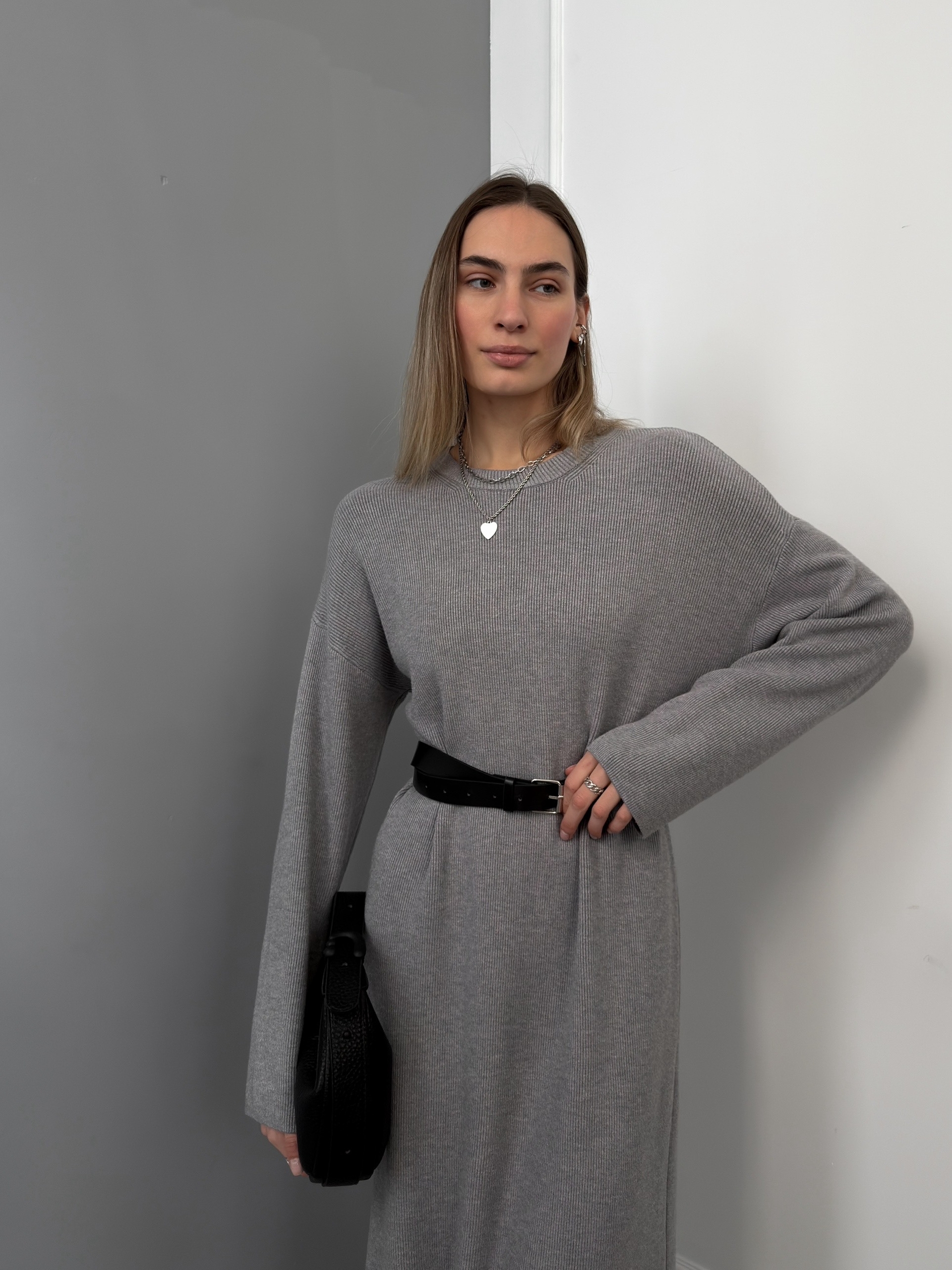 Платье 12066 длинный рукав+ ремень