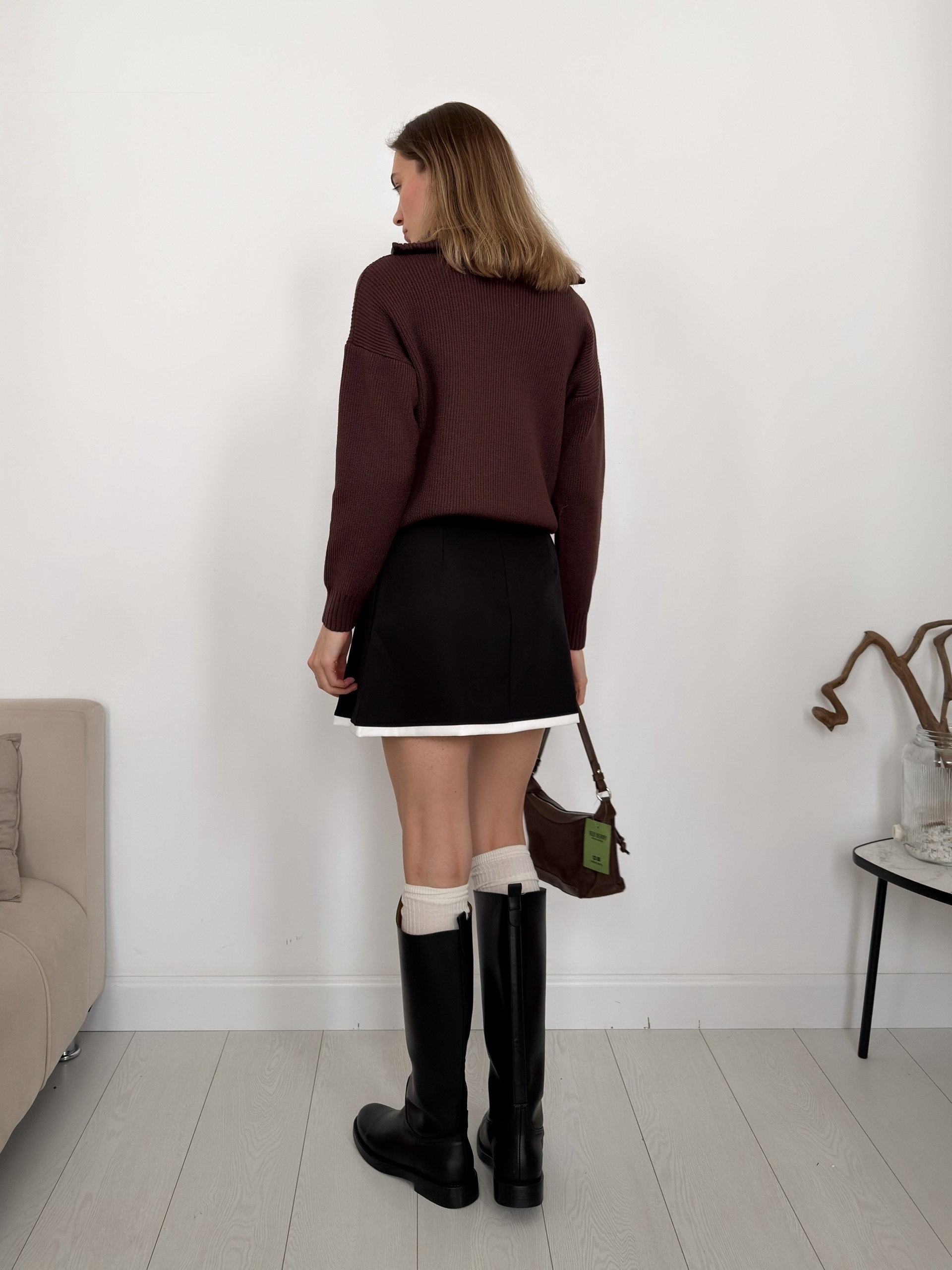 Юбка плиссе с ремнем 9008