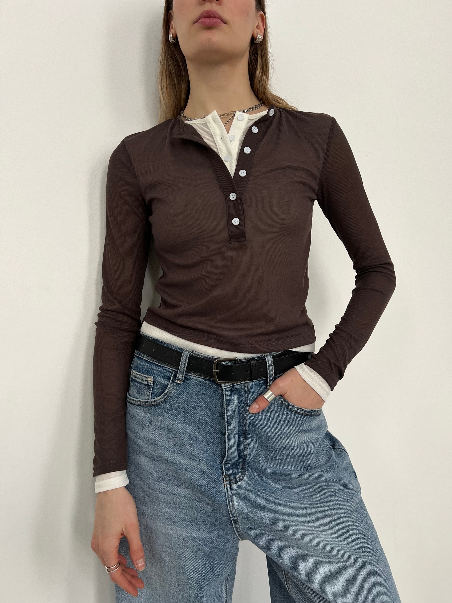 Кофточка W 7068 на пуговках двухцветная