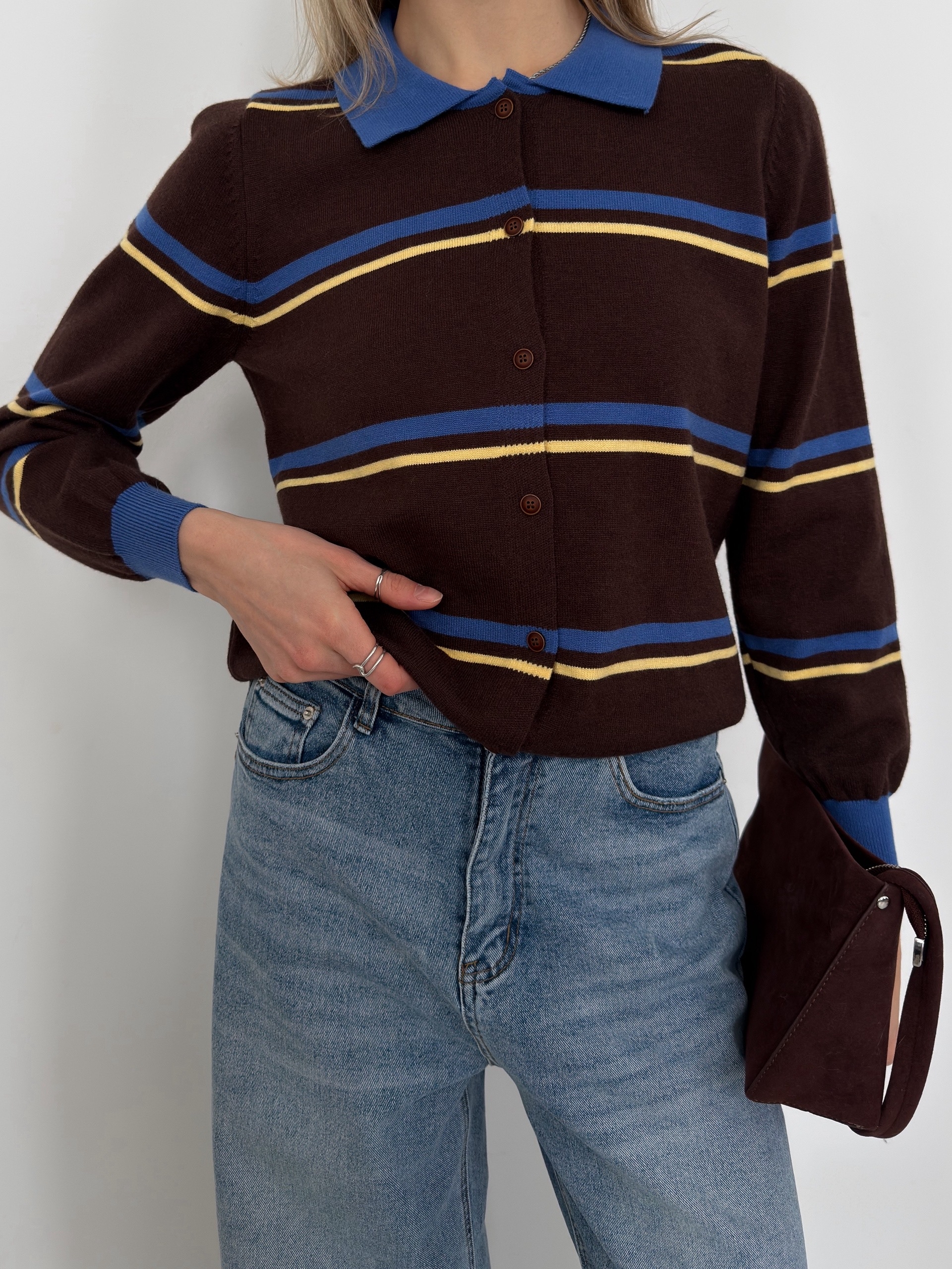 Джемпер поло 7003 в полоску