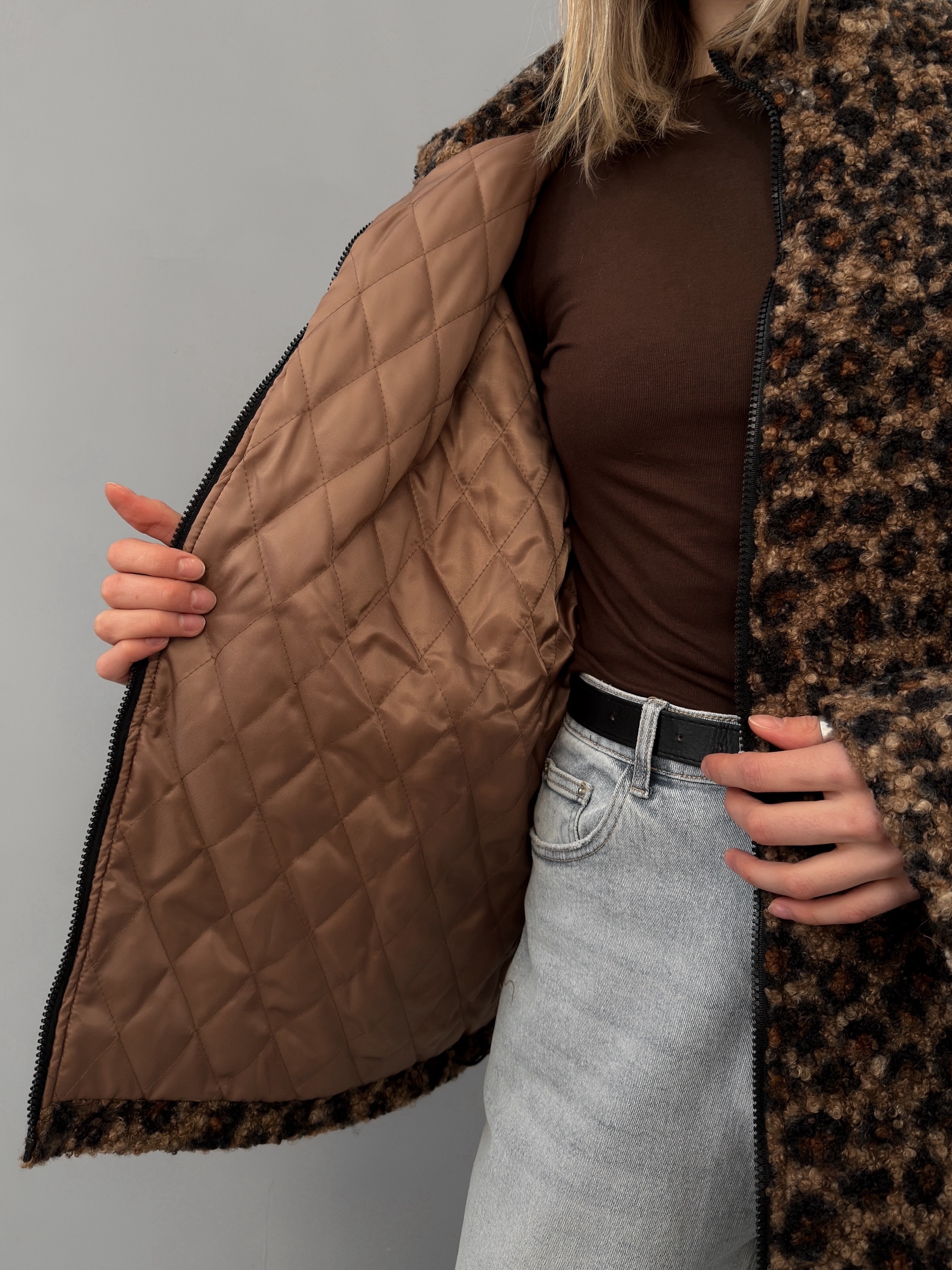 Шубка China 32658 принт лео затяжка внизу