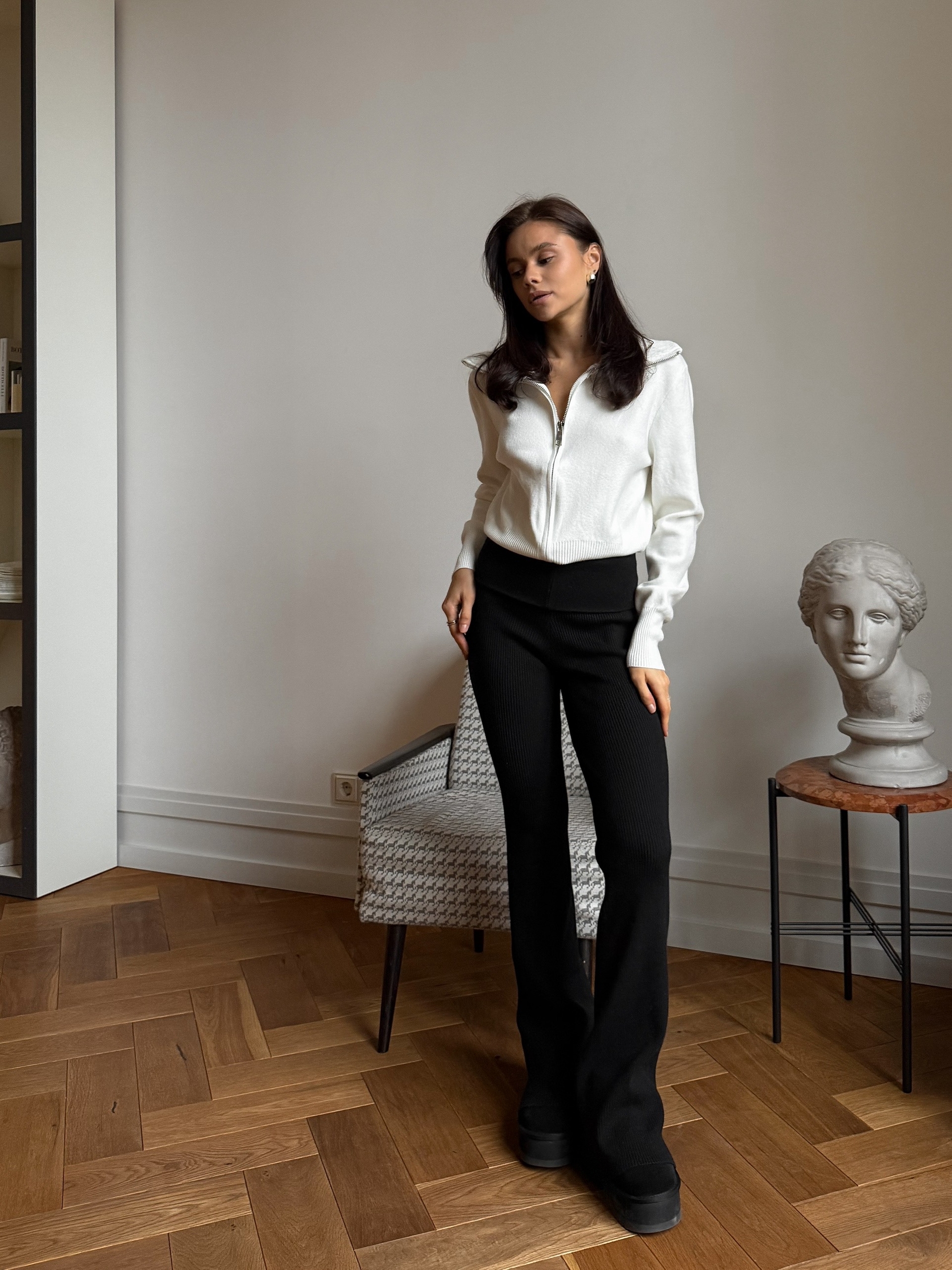 Лосины клеш 9188 в рубчик теплые