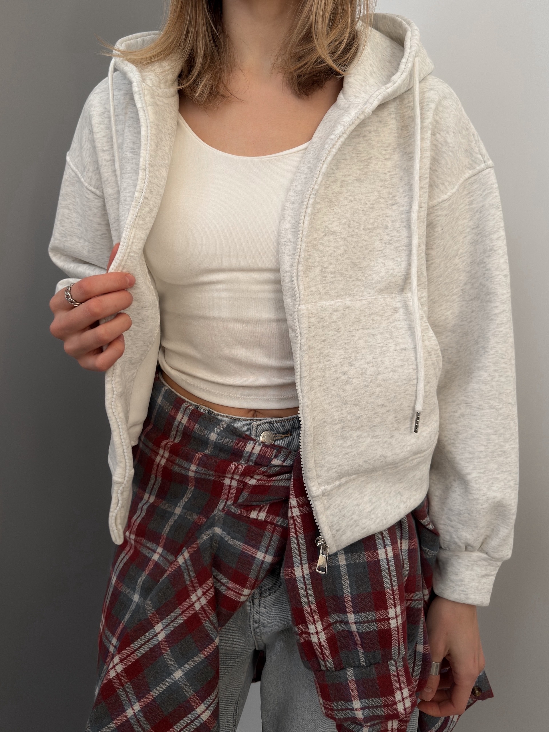 Худи W9095-1 на молнии флис