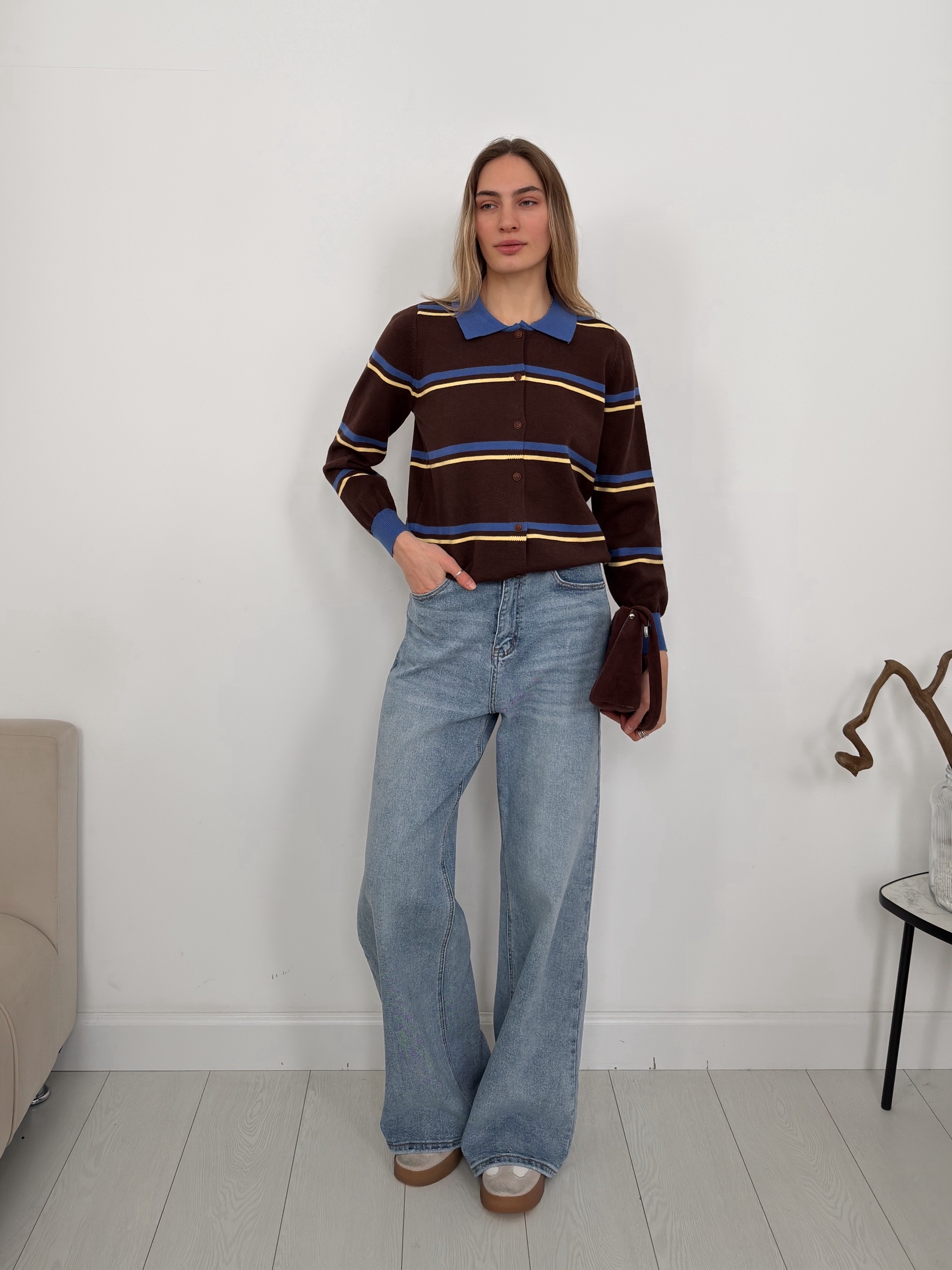 Джемпер поло 7003 в полоску