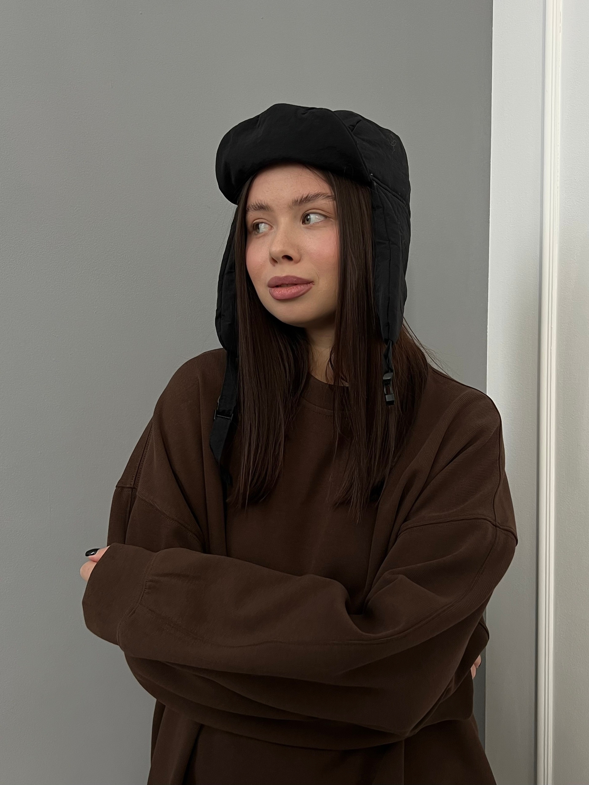 шапка ушанка The hong ba  болоньевая