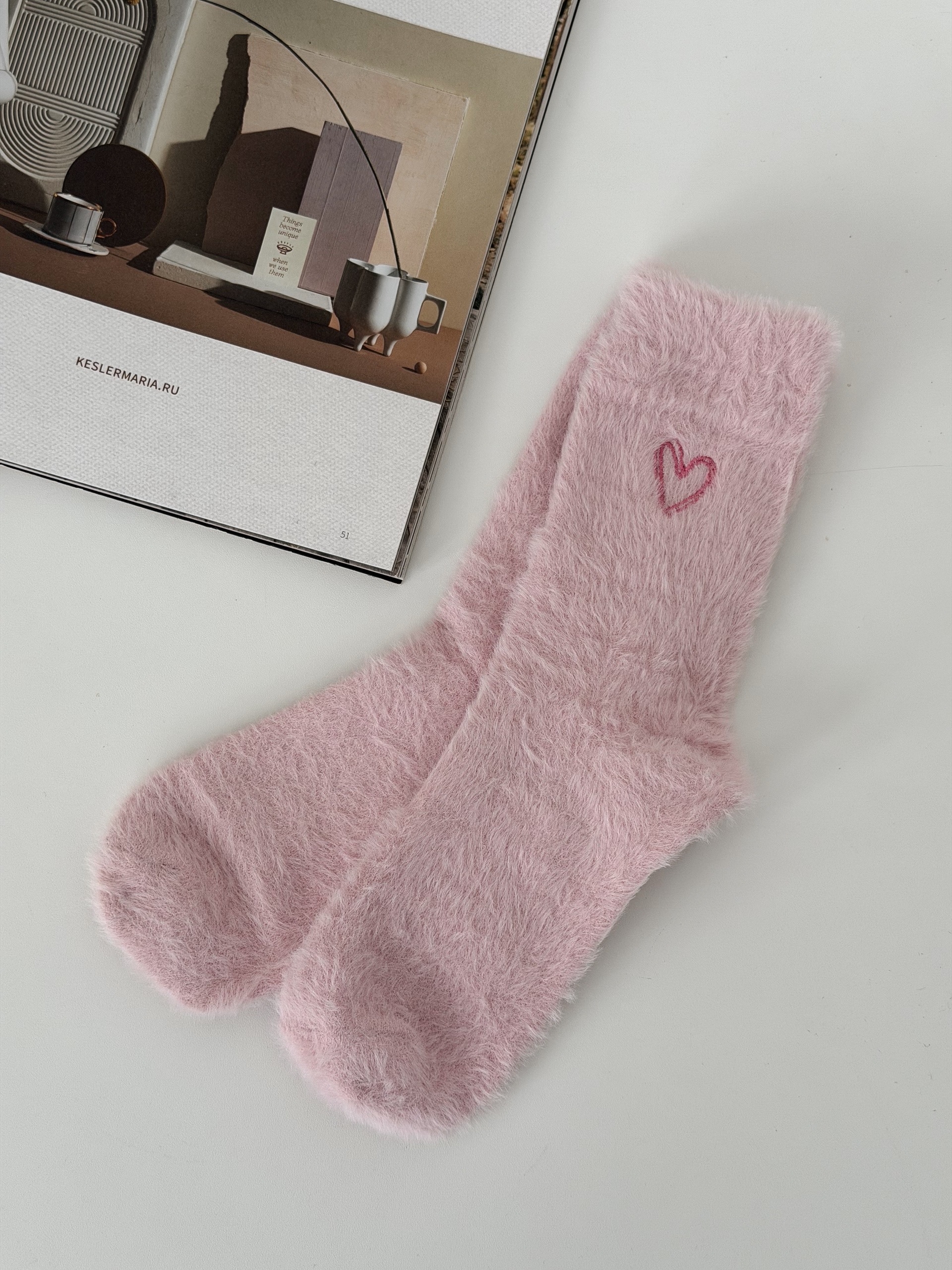 Носки Mi Yueer пушистые сердечки