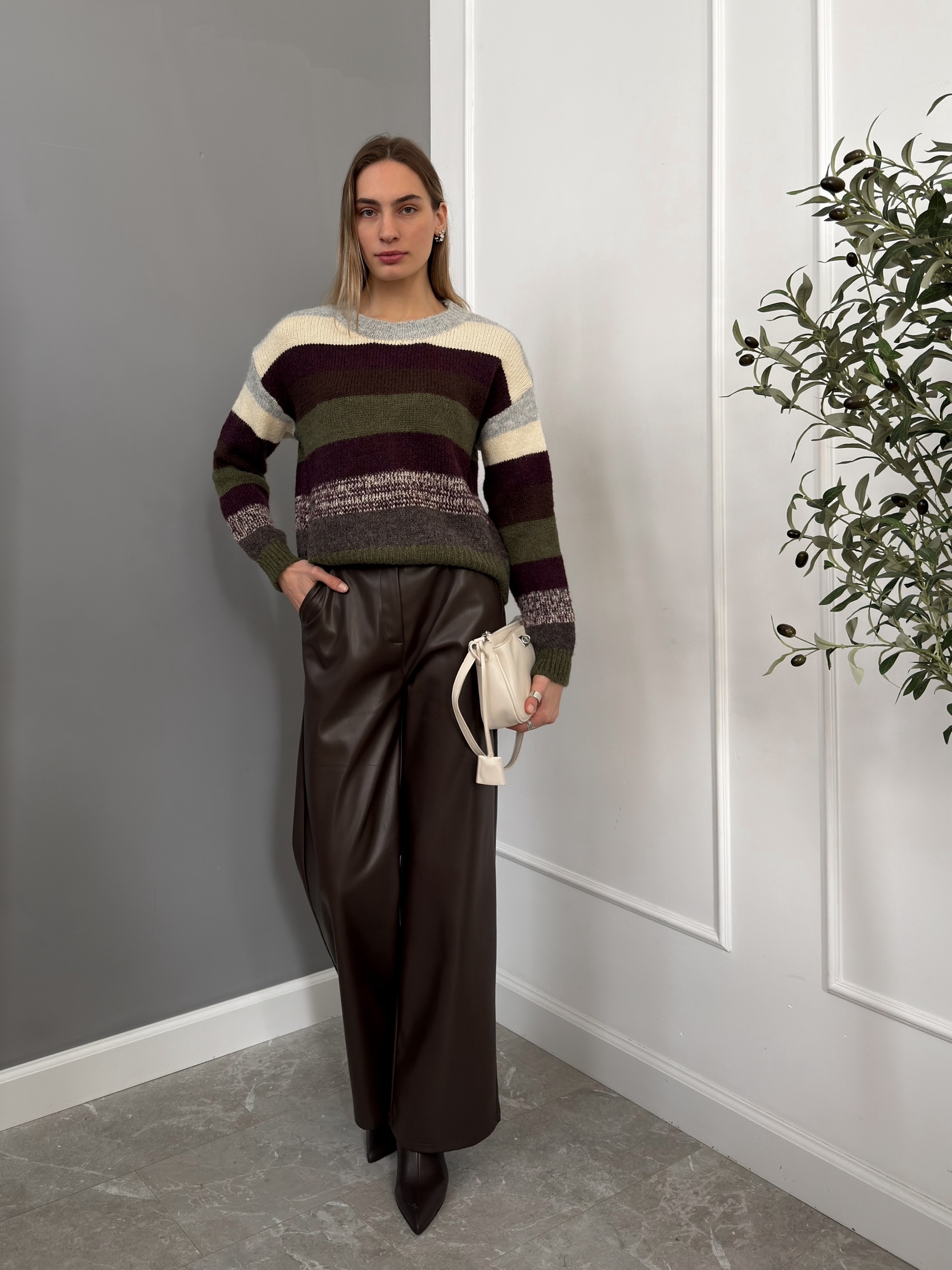 Джемпер полоска объемная вязка