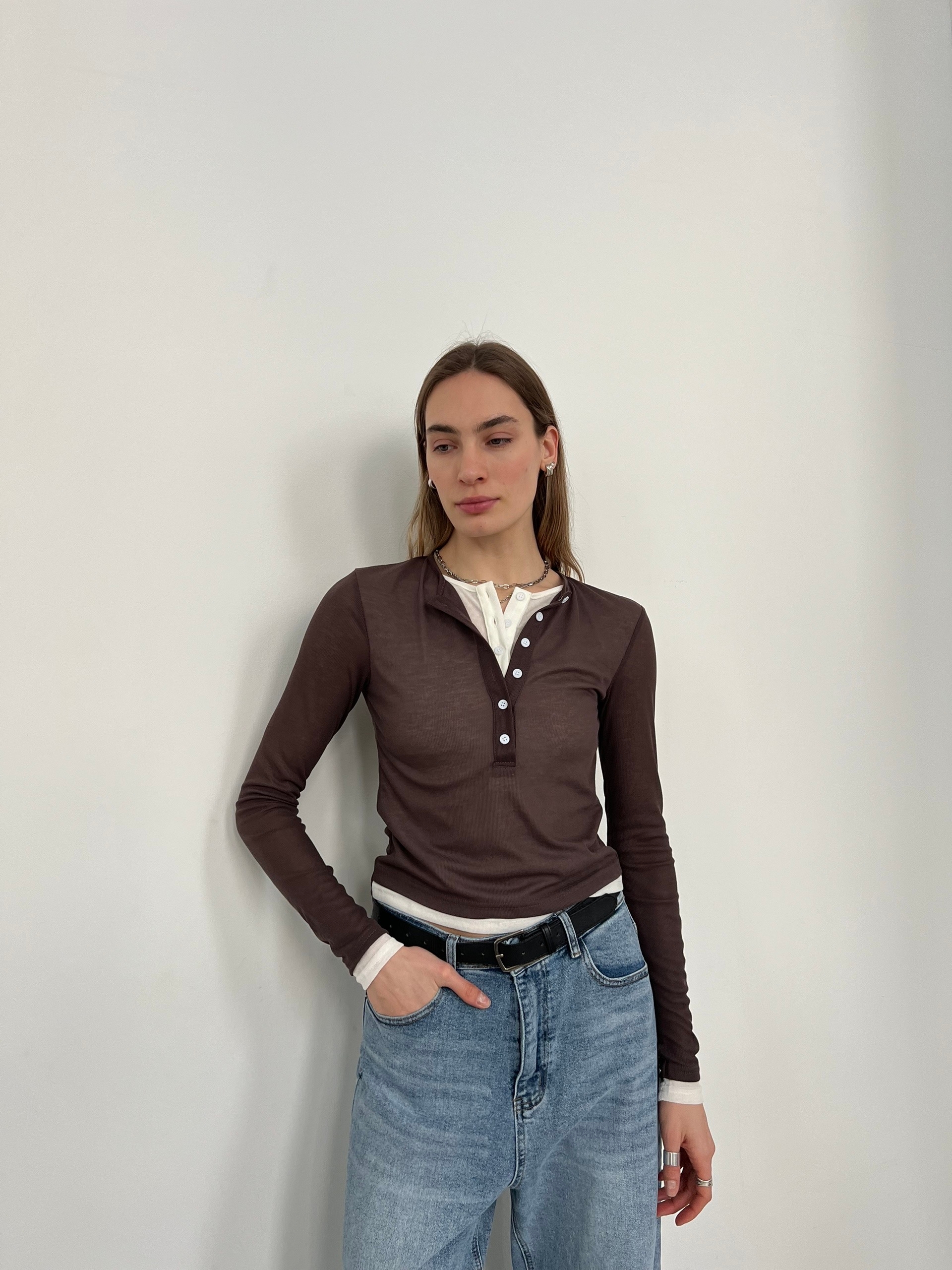 Кофточка W 7068 на пуговках двухцветная