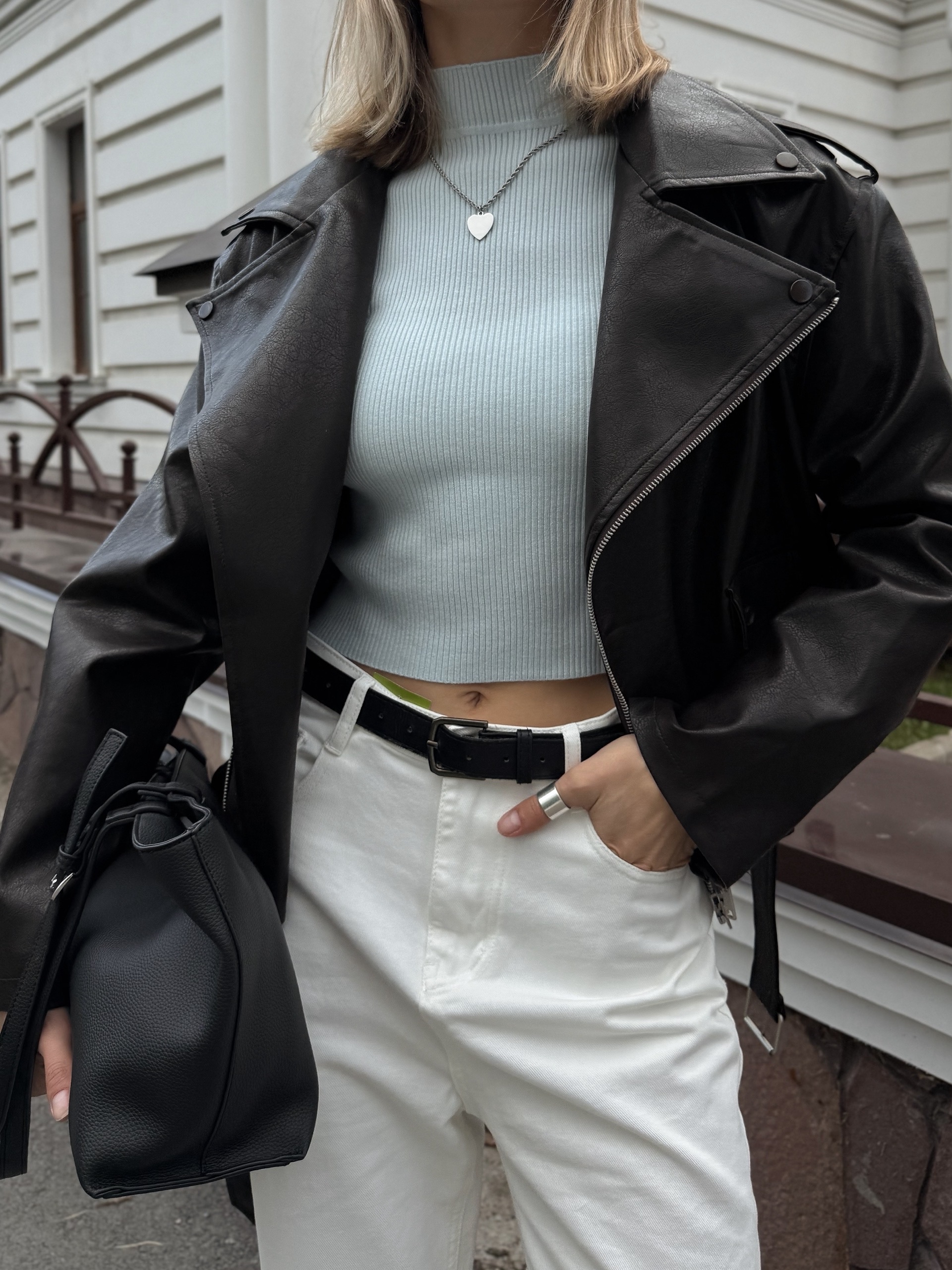 Куртка кожаная W9191 ремень снизу