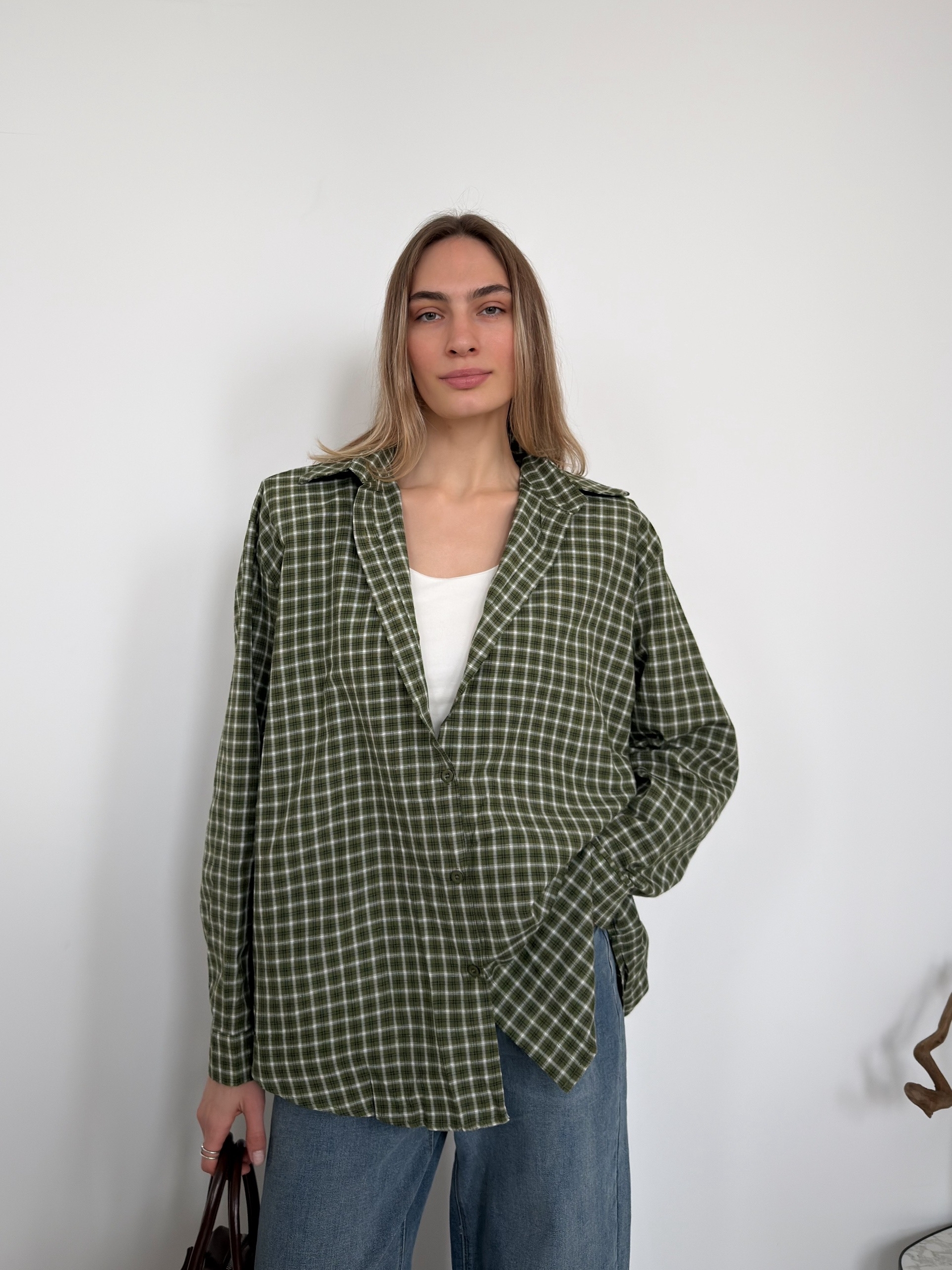 Рубашка ROOM 61028 клетка подплечники