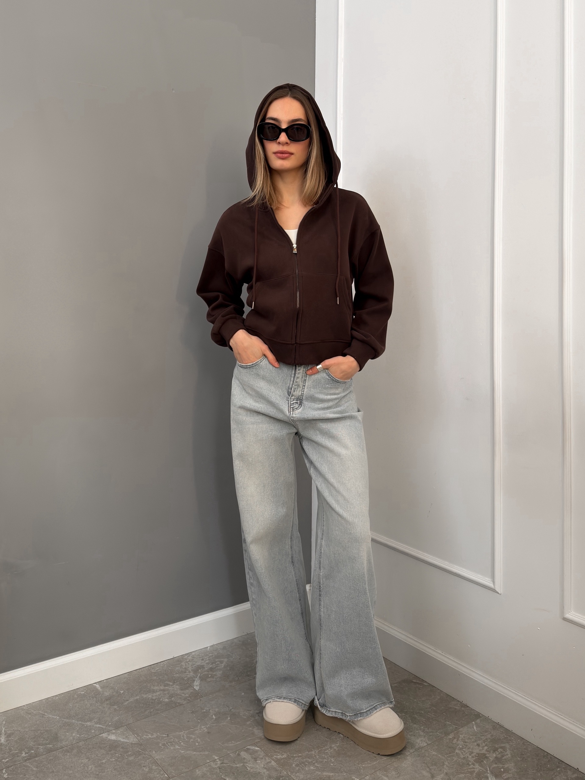 Худи W9095-1 на молнии флис