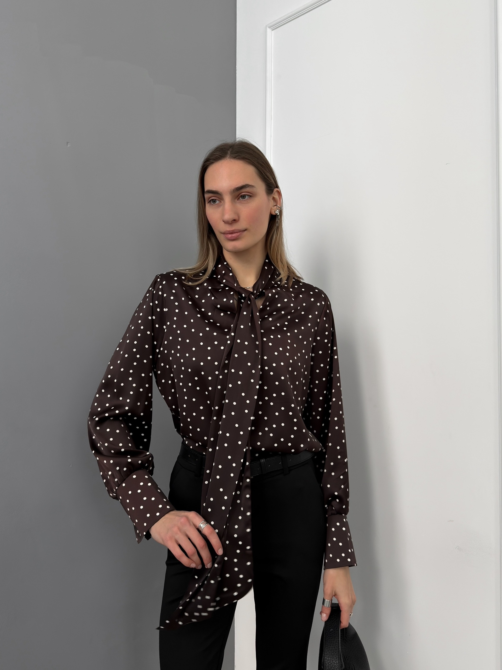 Блуза Koko в горошек завязки на вороте