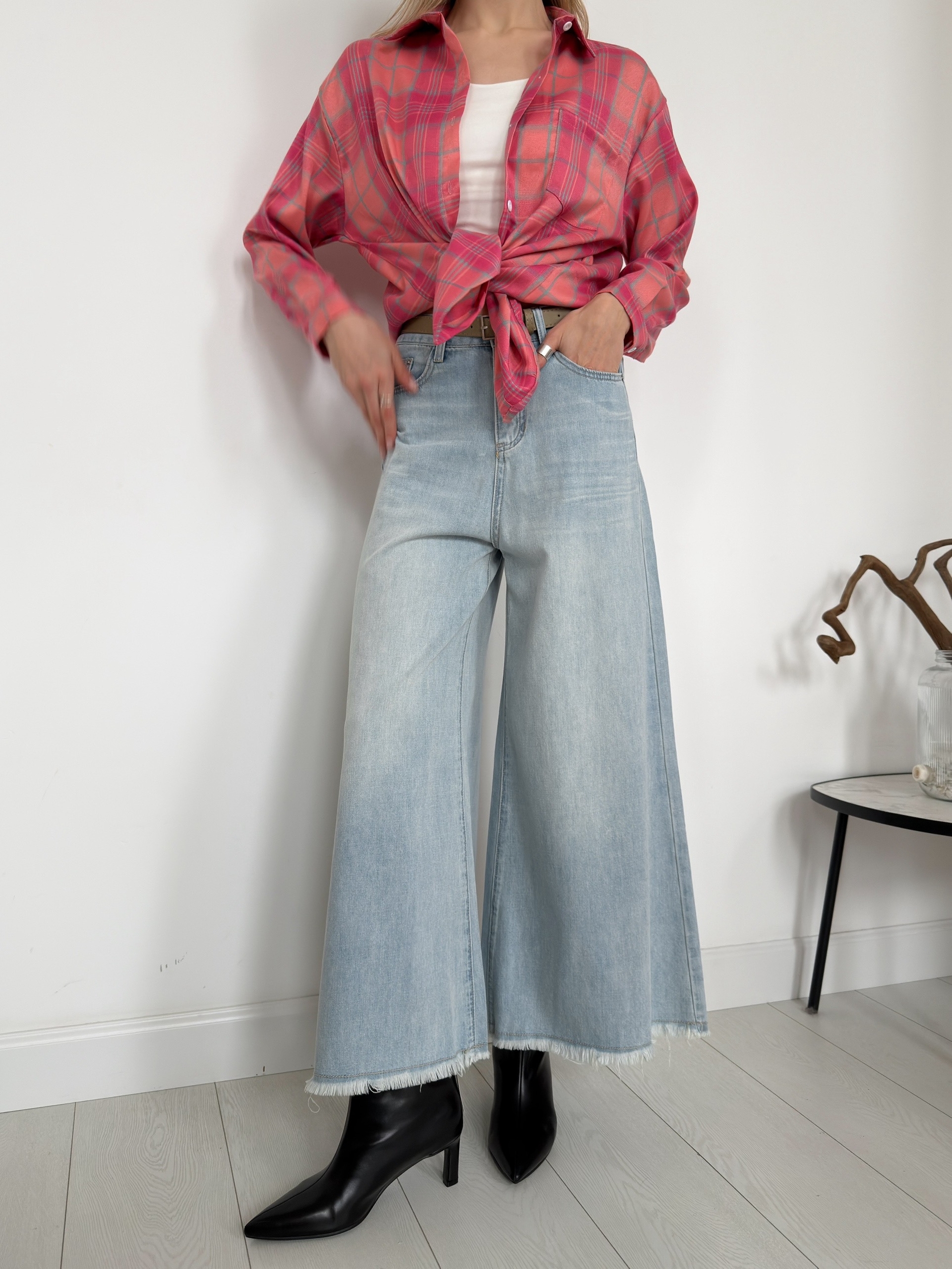 Джинсы ooh-hha 0218 широкие необработанный край