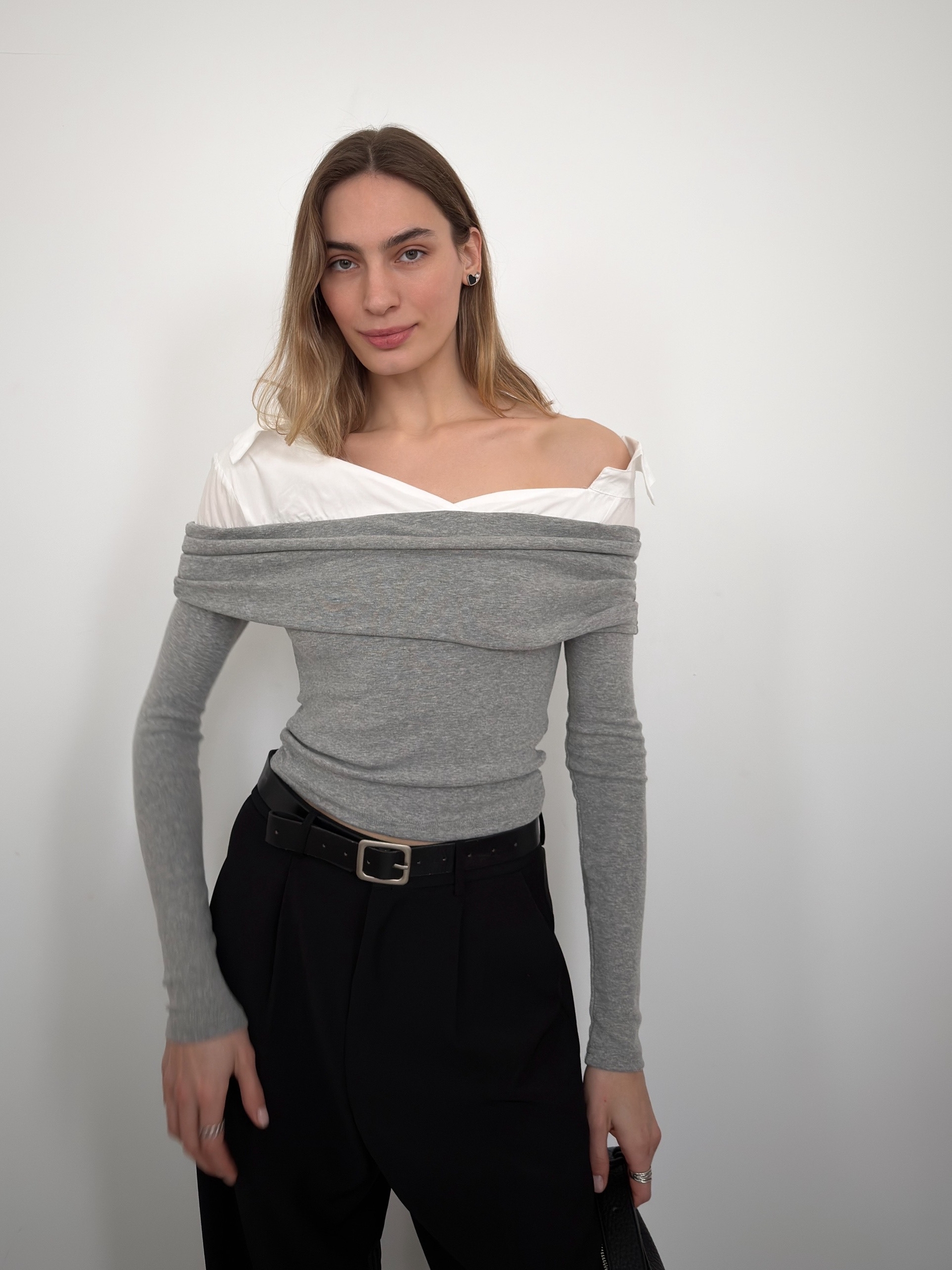 Джемпер сборка на рукавах Mitang 826