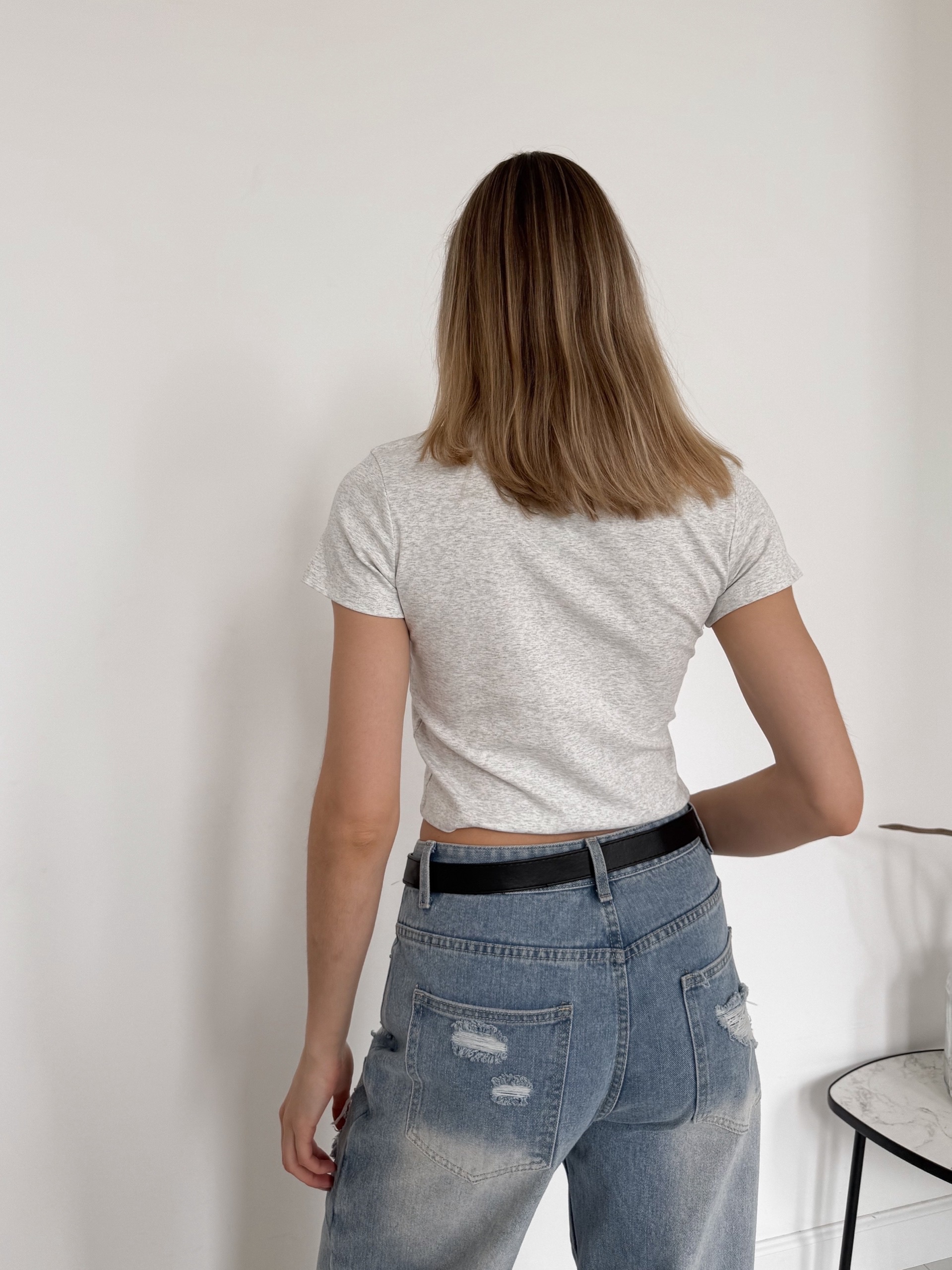 Футболка Korea 695 однотон короткая