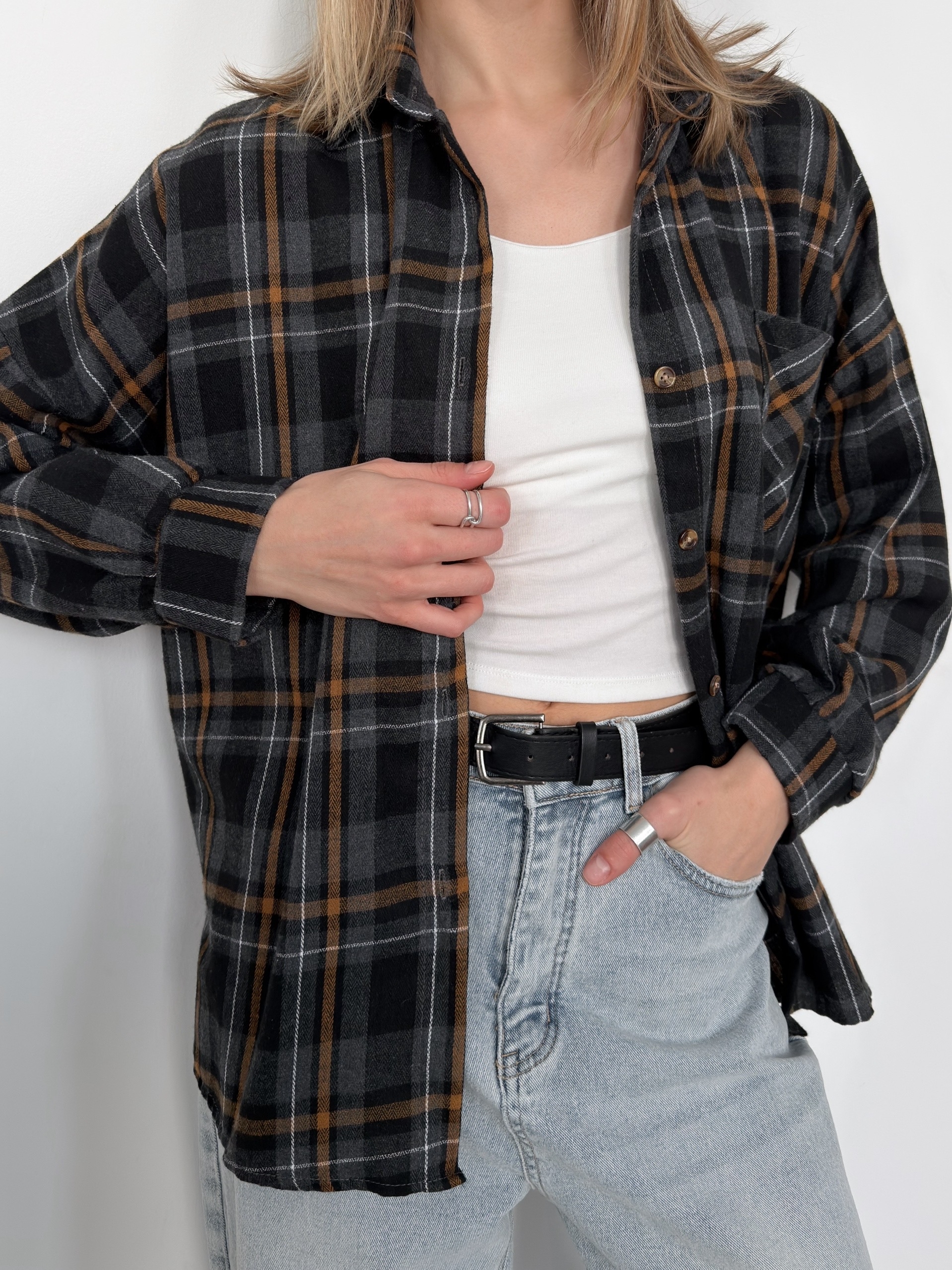 Рубашка клетка 601 на пуговках