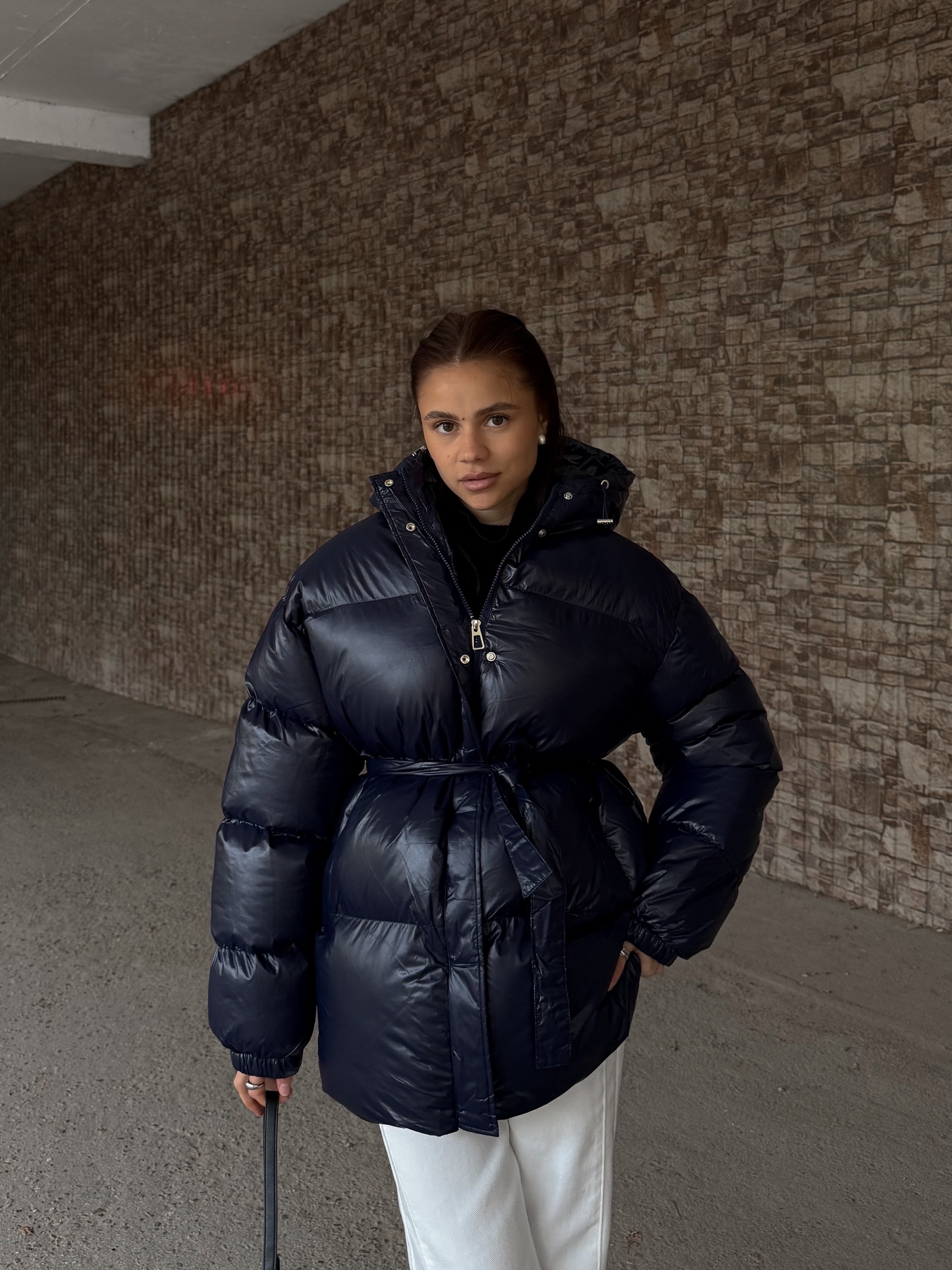 Куртка Fashion 80933 глянец с поясом