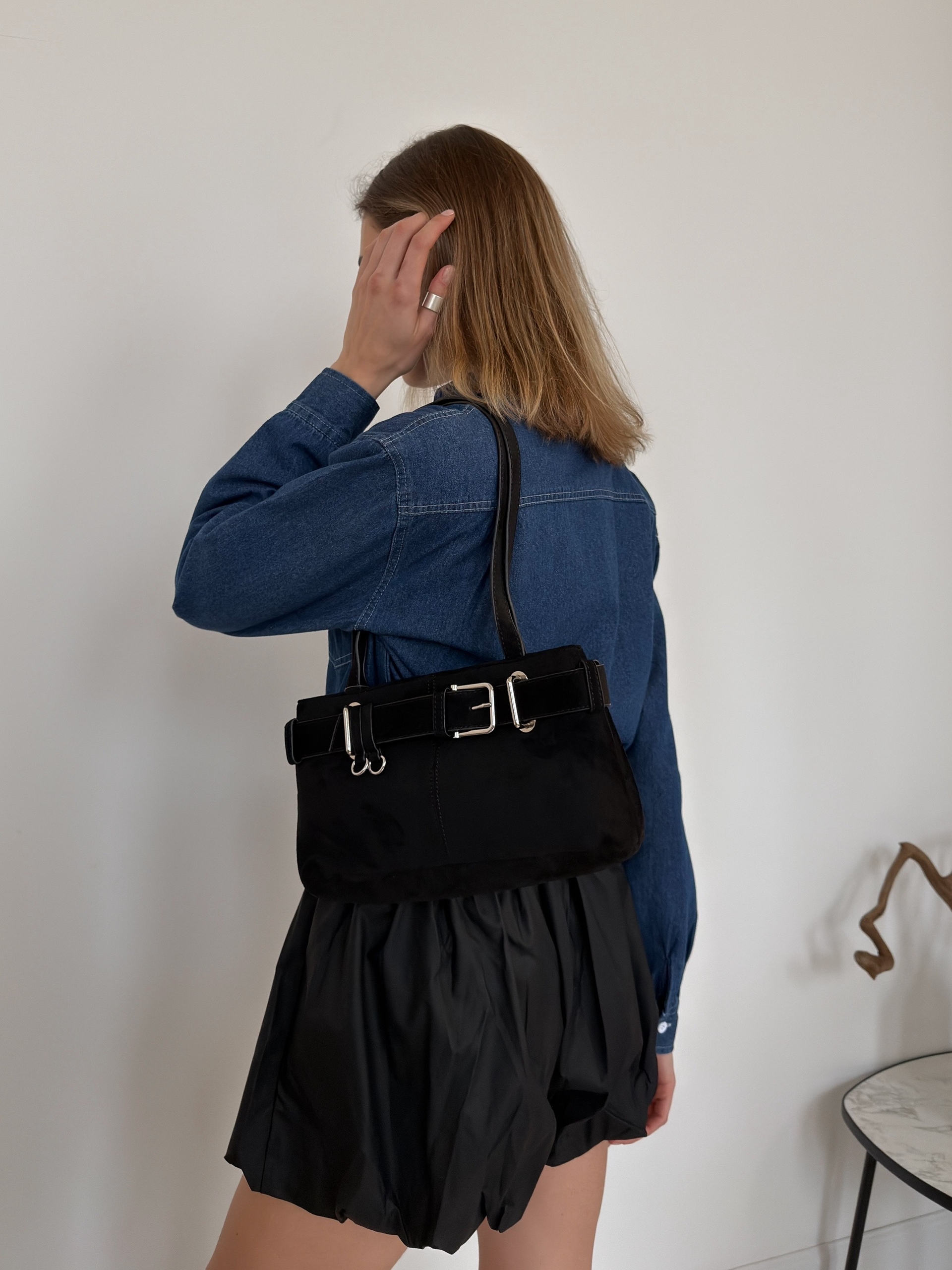 Сумка A2185 замша ремень спереди