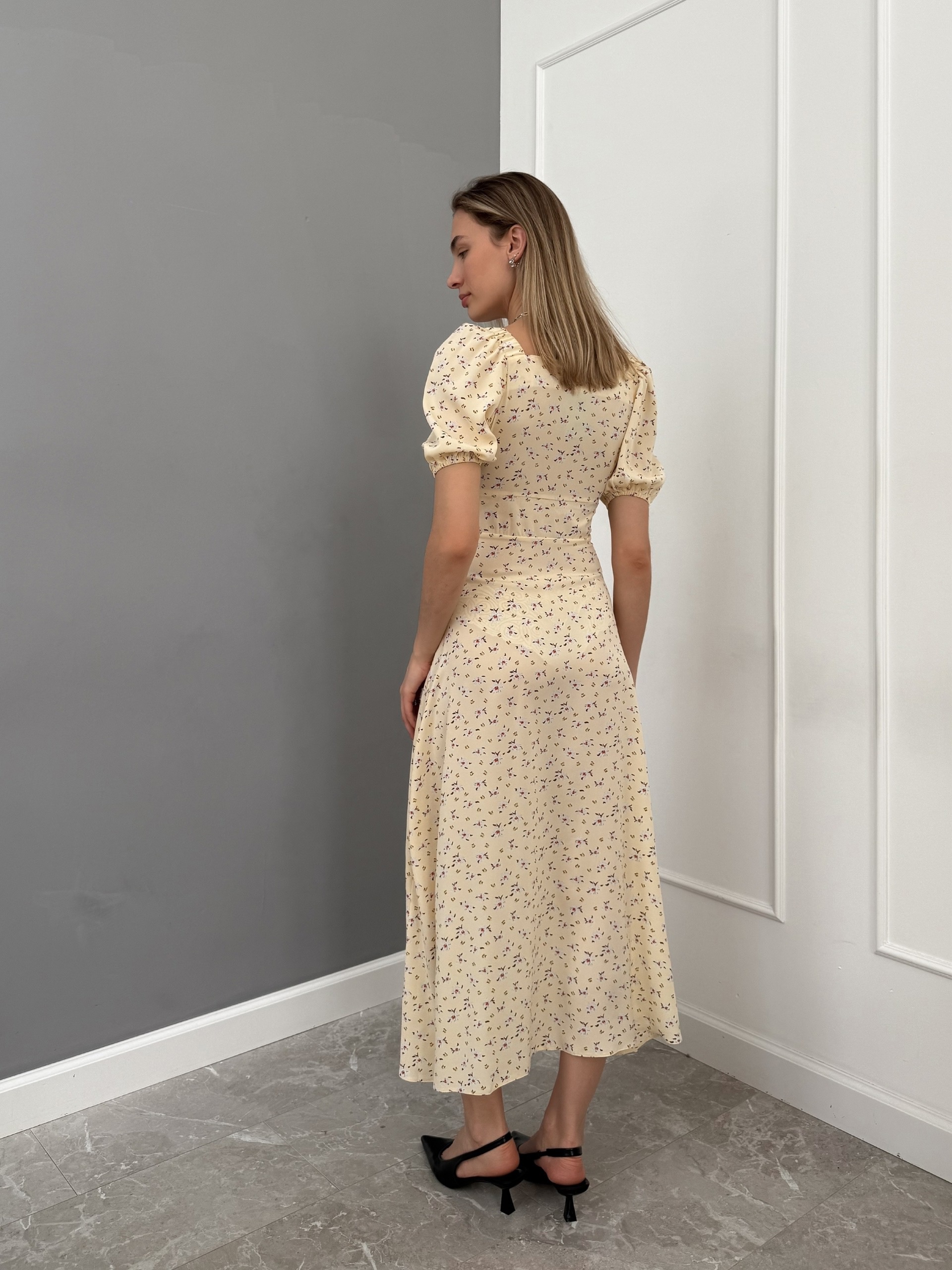 Платье Dress цветочн принт V вырез
