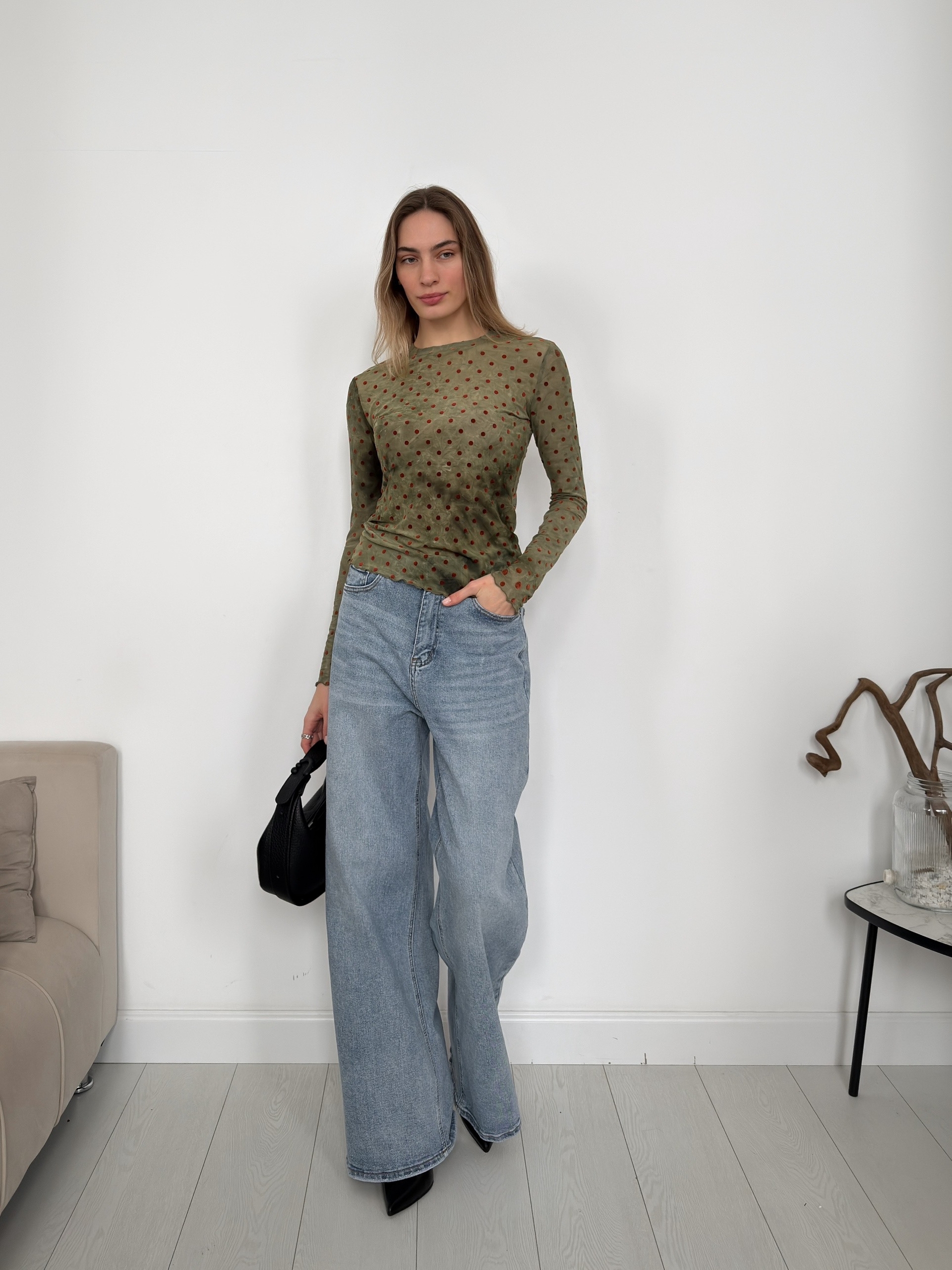 Лонгслив сетка горох WG W6957