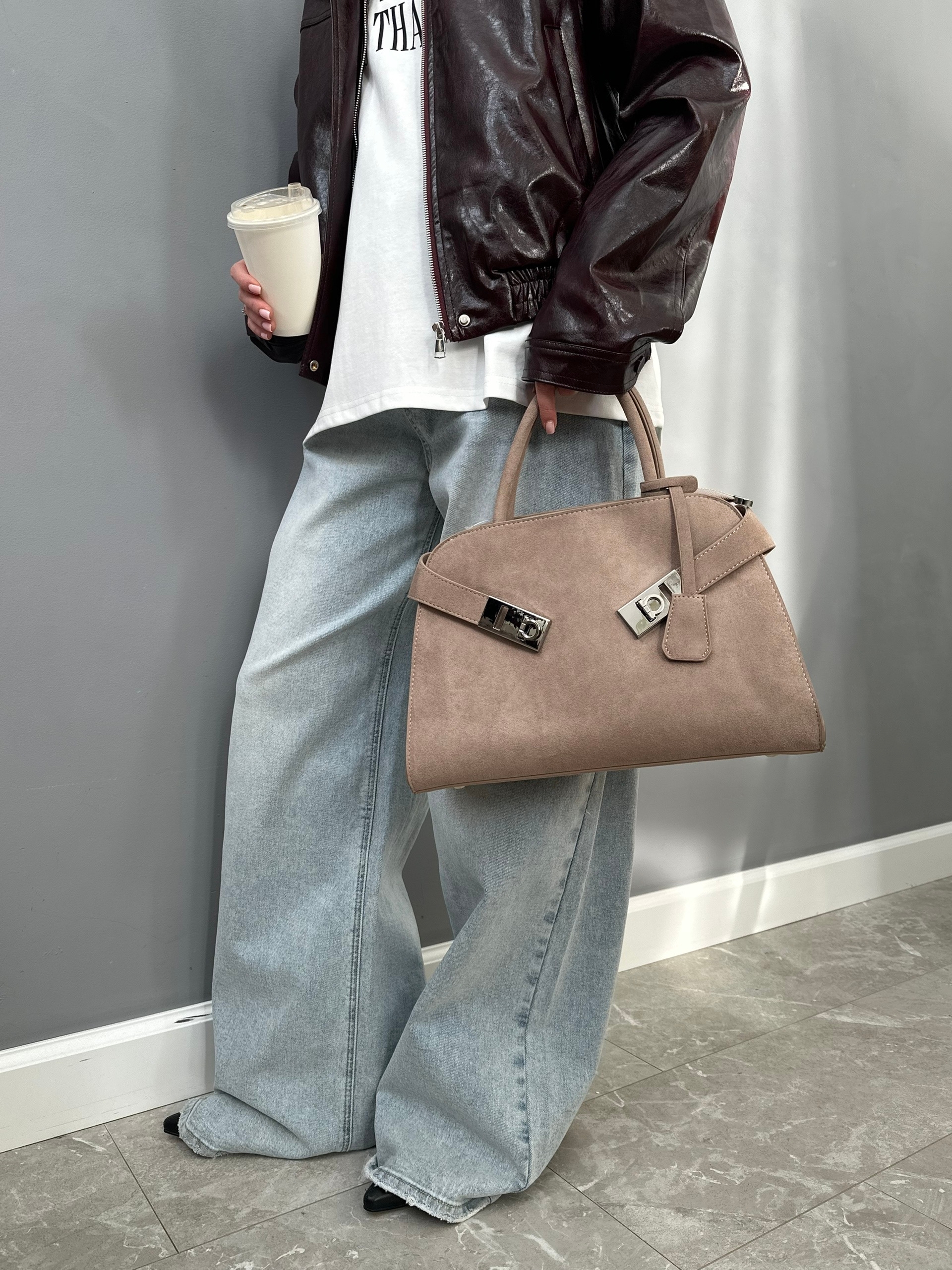 Сумка 1172 замша декор ремешки