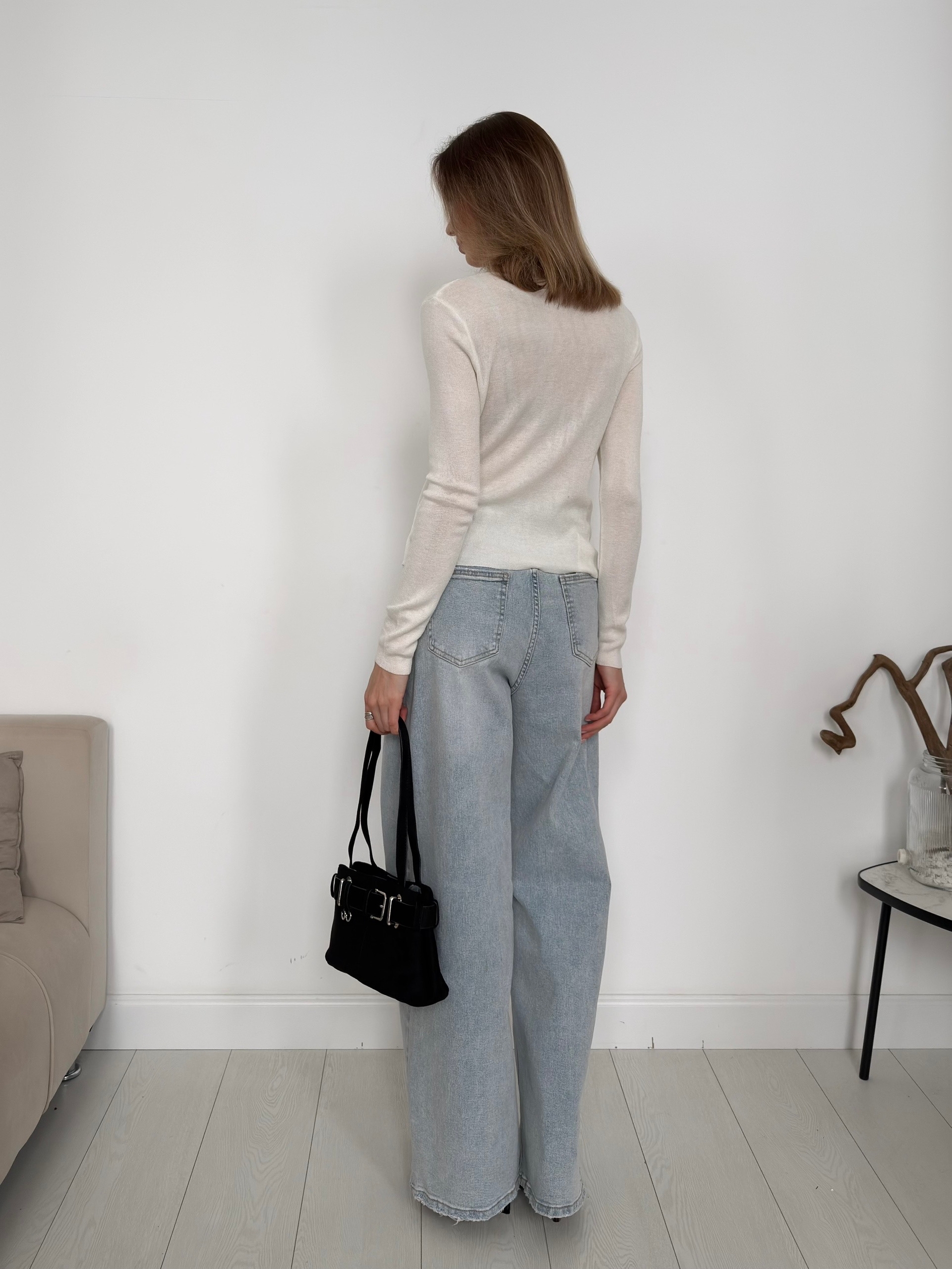 Джемпер тонкая вязка завязка сбоку