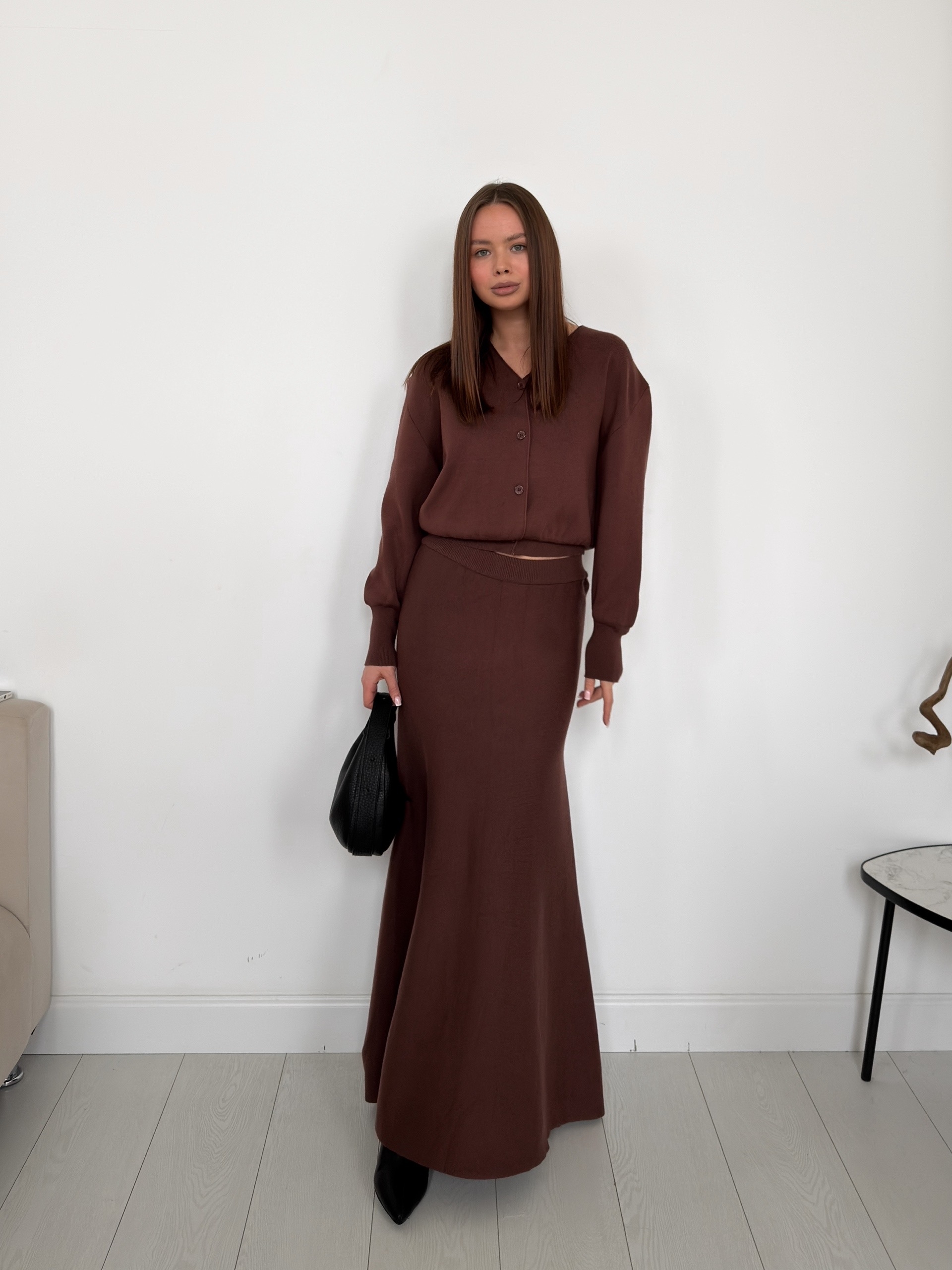 Костюм AIKA кардиган + юбка трикотаж строчка