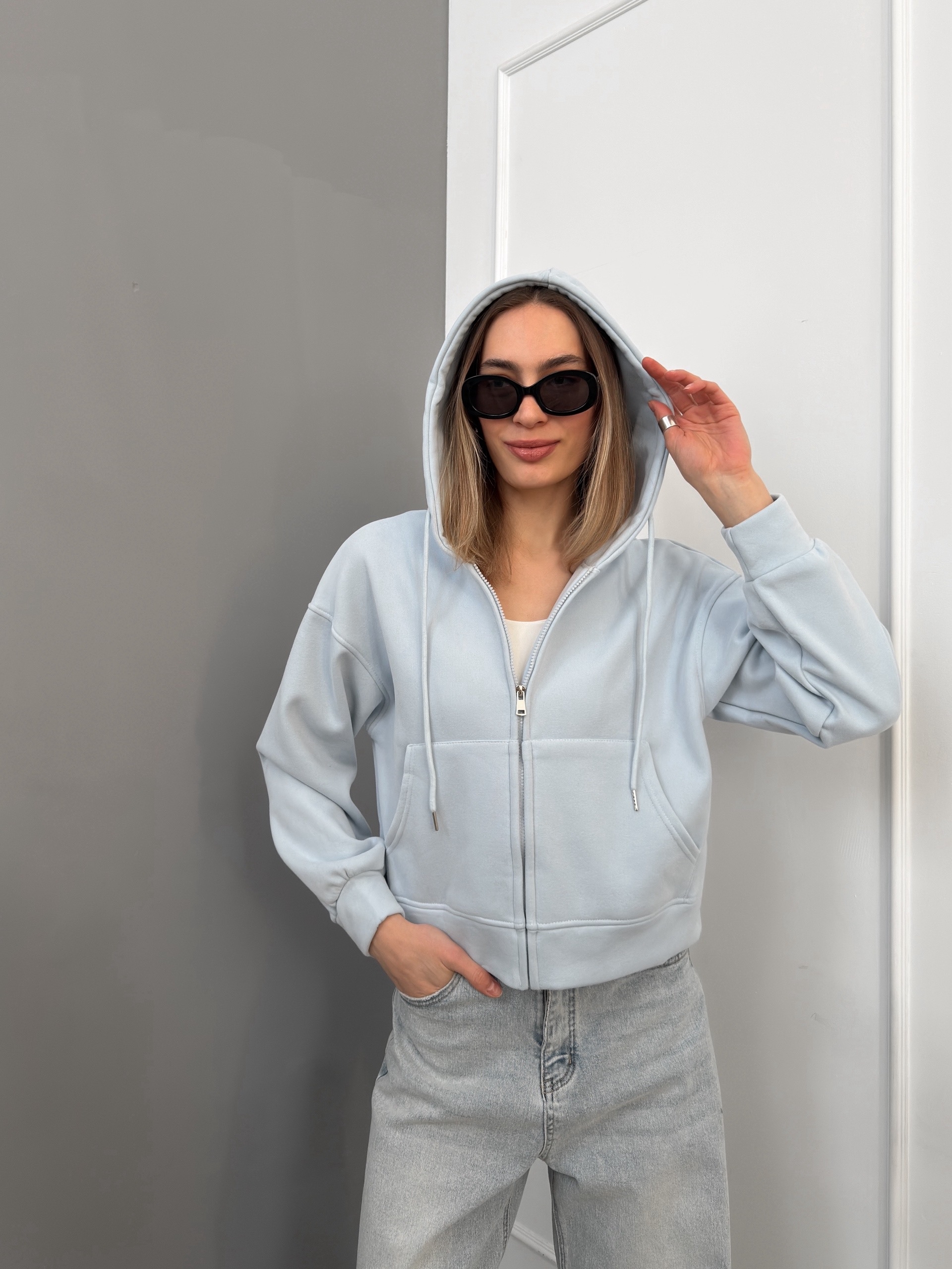 Худи W9095-1 на молнии флис