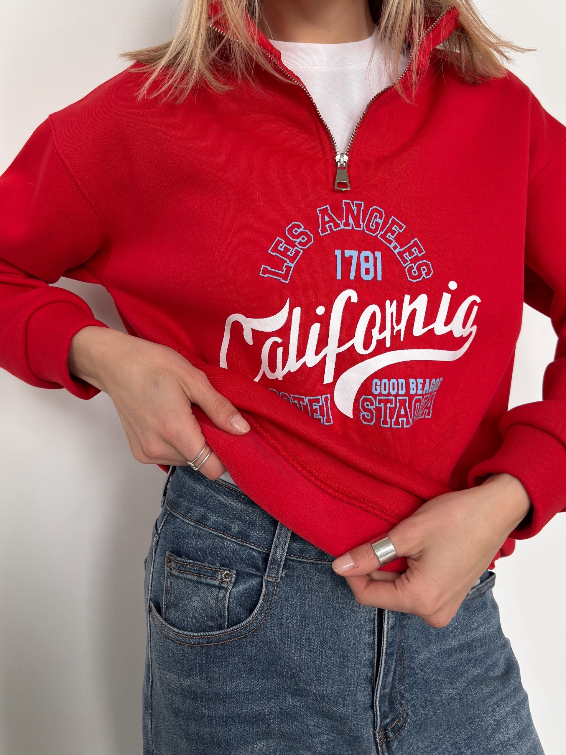 Свитшот NJ 1664 Califonia ворот на молнии флис